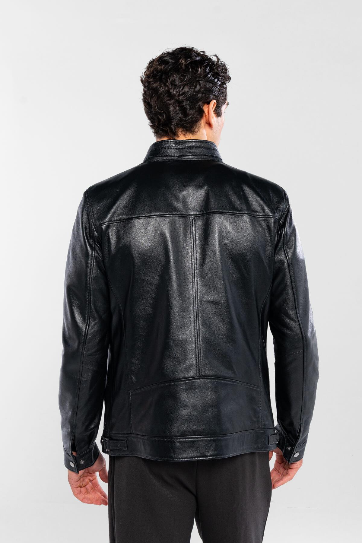 Tamer Tanca Erkek Hakiki Deri Siyah Deri Deri Mont