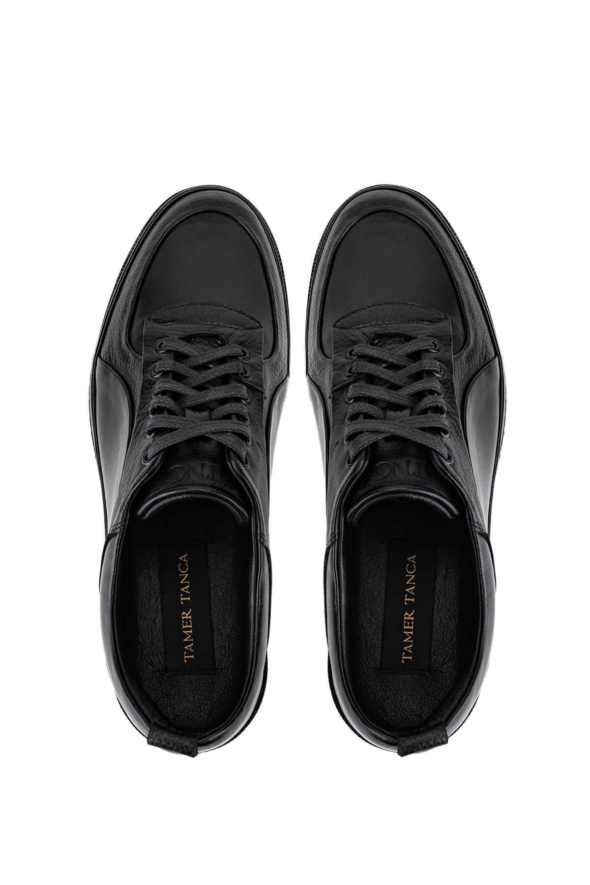 Tamer Tanca Erkek Hakiki Deri Siyah Deri Casual Ayakkabı