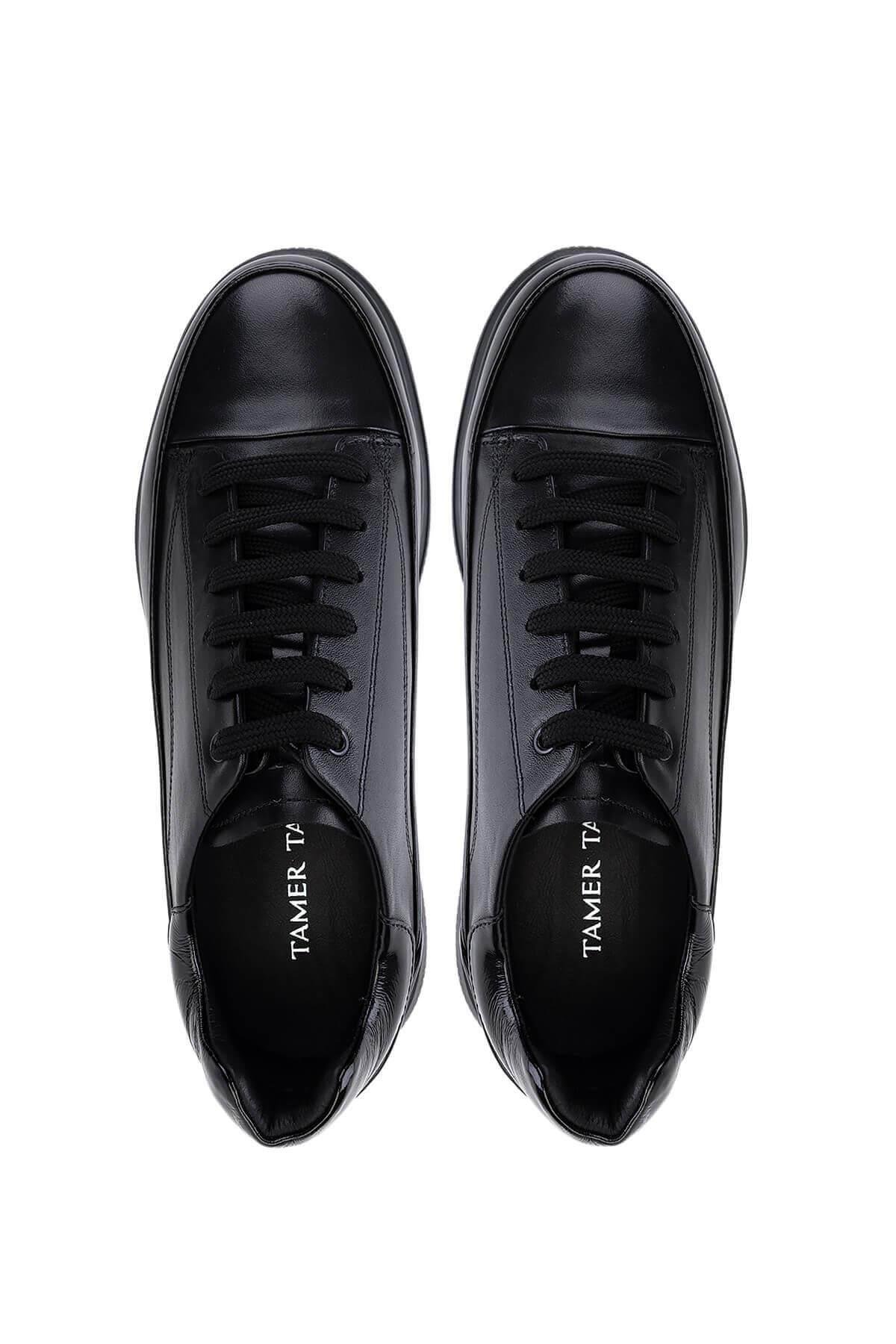 Tamer Tanca Erkek Hakiki Deri Siyah Deri Casual Ayakkabı