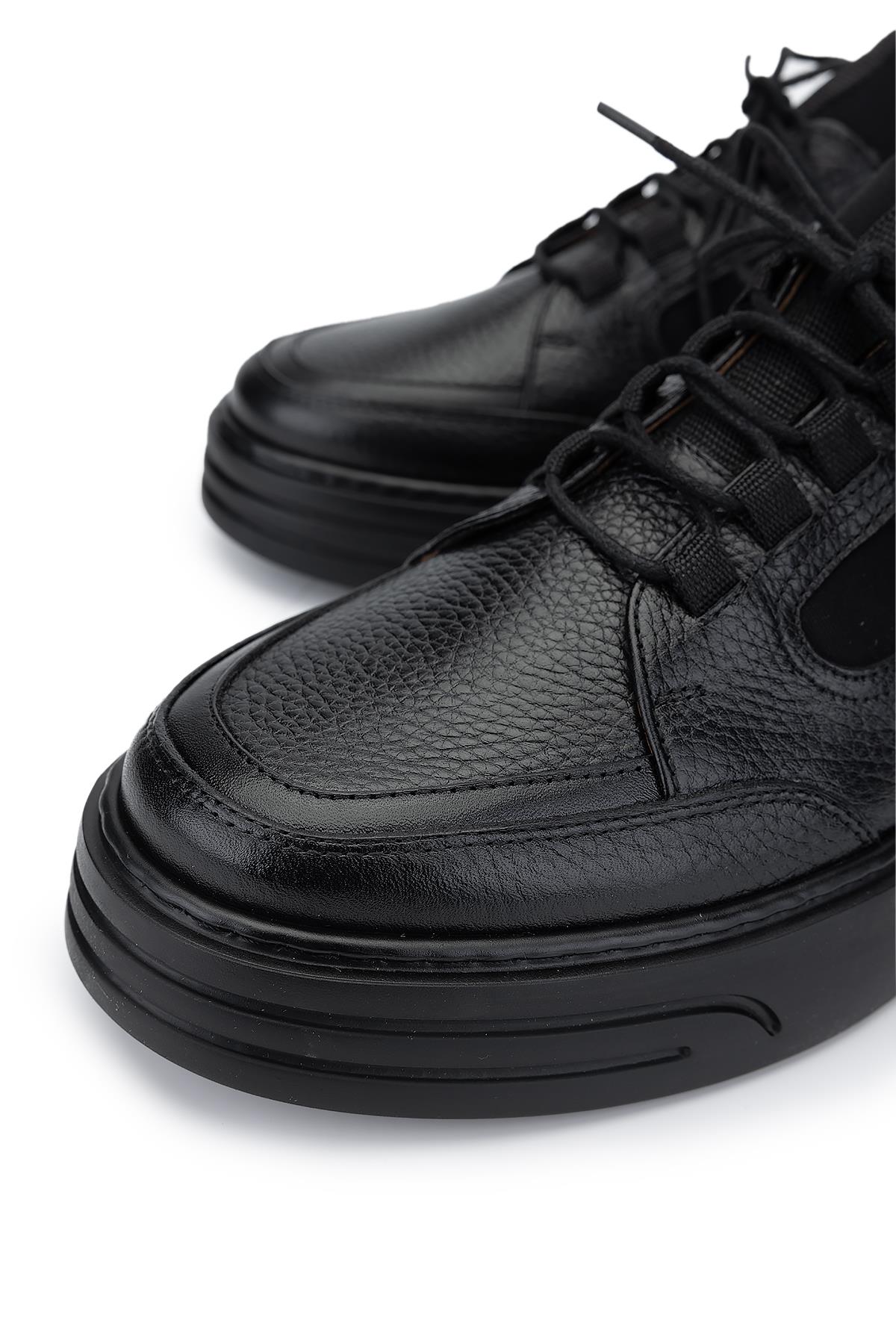 Tamer Tanca Erkek Hakiki Deri Siyah Deri Casual Ayakkabı