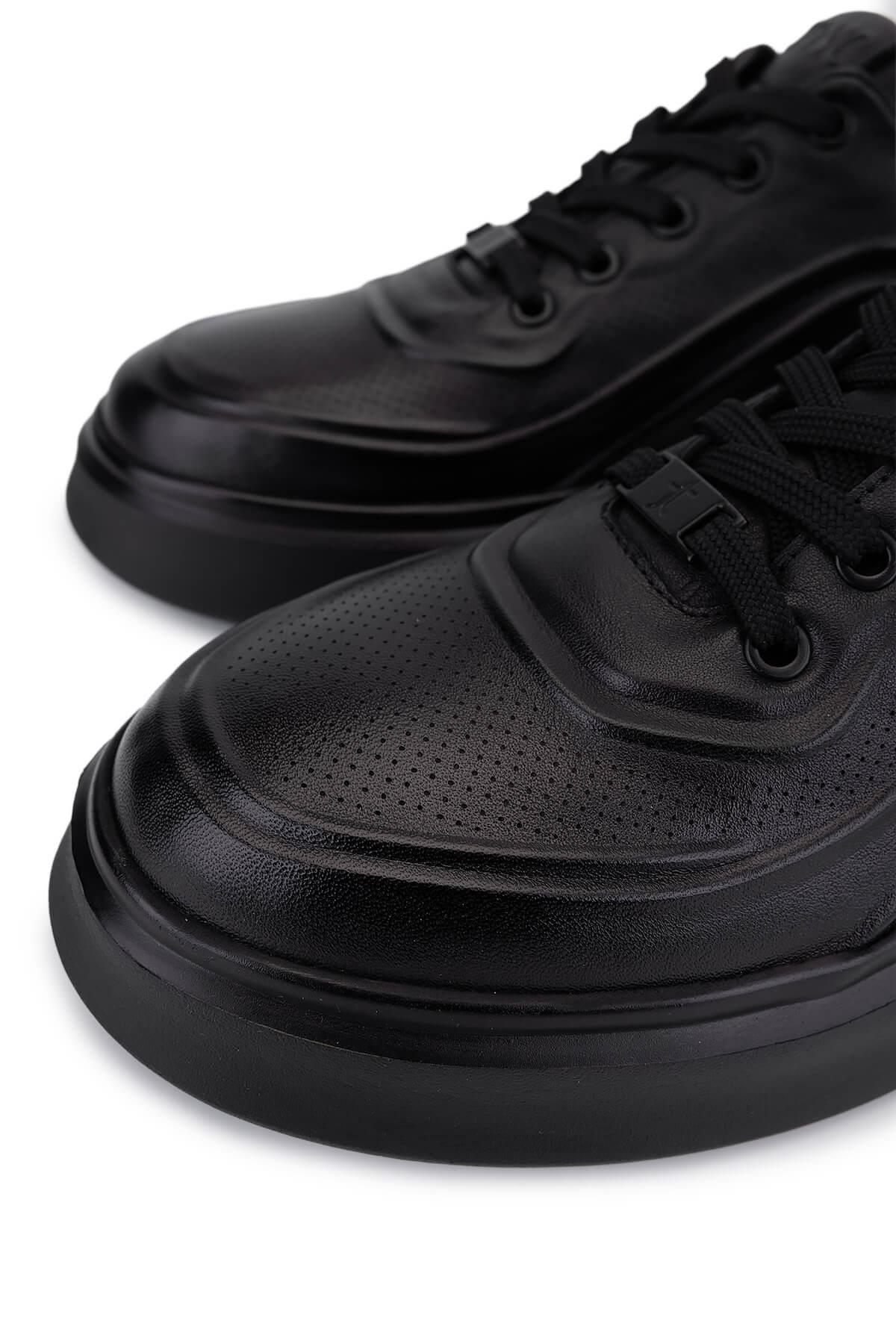 Tamer Tanca Erkek Hakiki Deri Siyah Deri Sneakers & Spor Ayakkabı