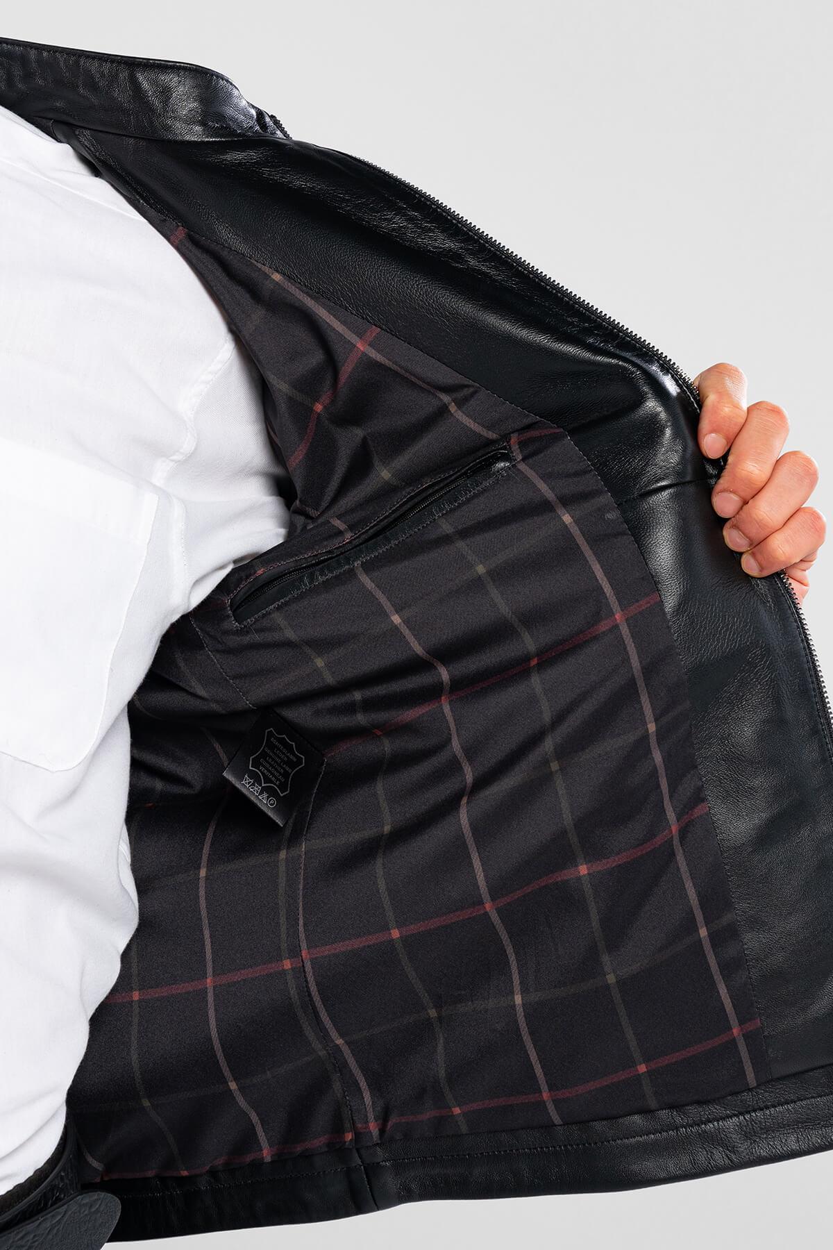 Tamer Tanca Erkek Hakiki Deri Siyah Deri Deri Mont