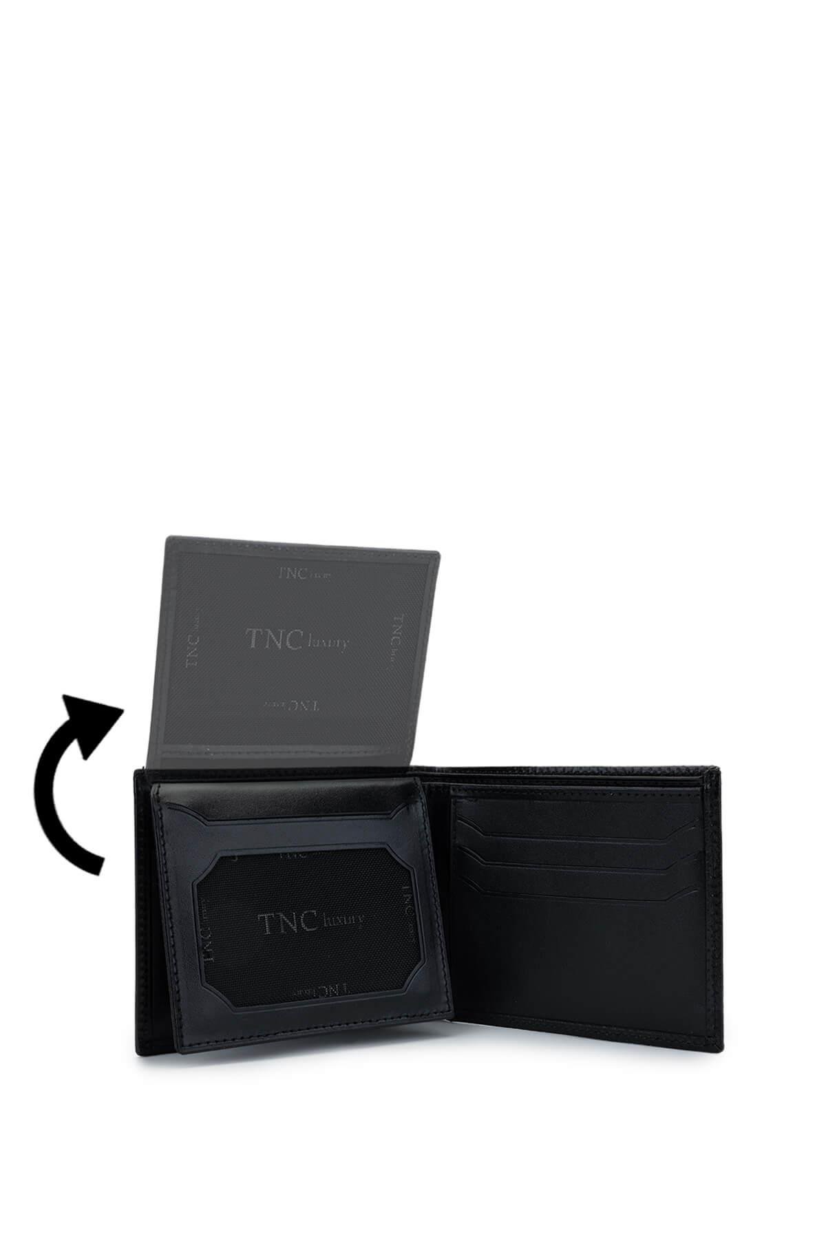 Tamer Tanca Erkek Hakiki Deri Siyah Deri Set Kutusu