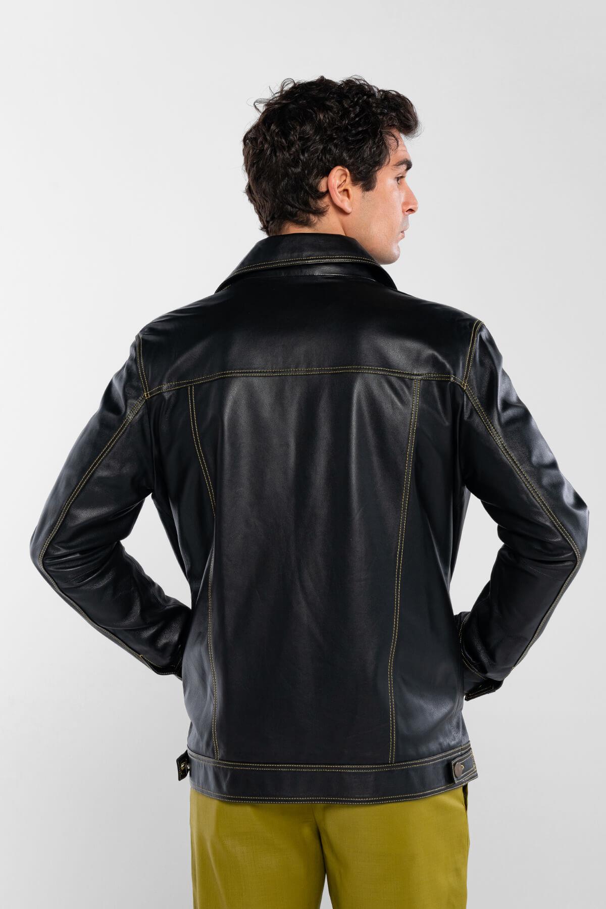 Tamer Tanca Erkek Hakiki Deri Siyah Deri Mont