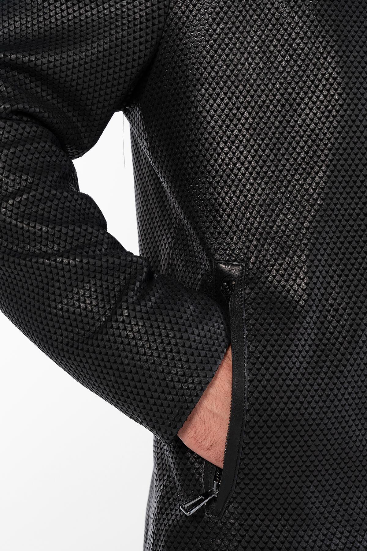 Tamer Tanca Erkek Hakiki Deri Siyah Deri Mont