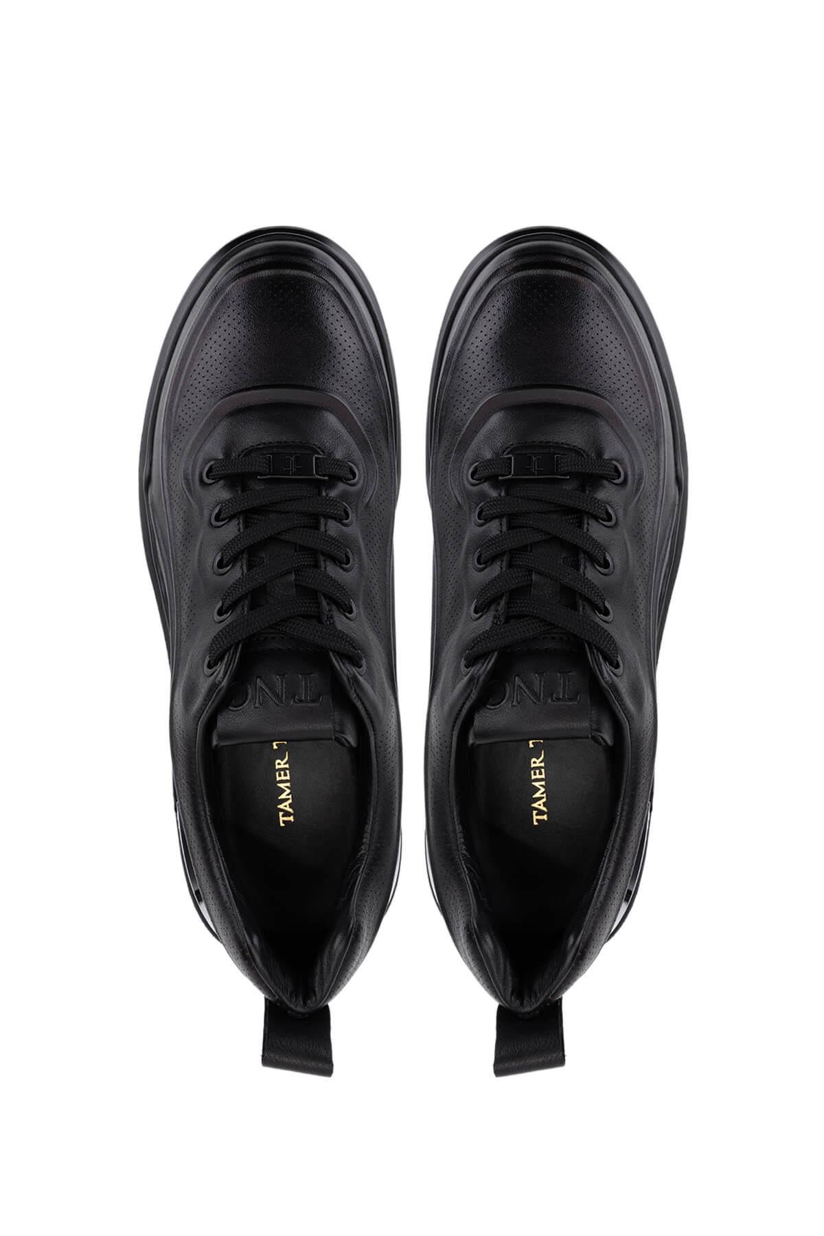 Tamer Tanca Erkek Hakiki Deri Siyah Deri Sneakers & Spor Ayakkabı