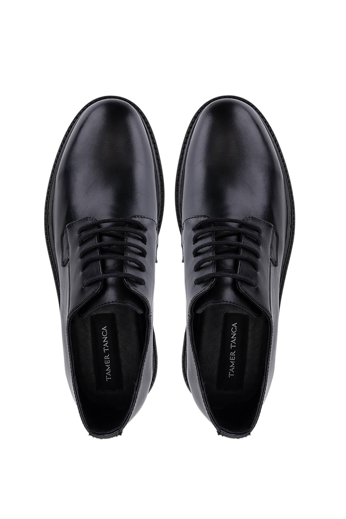 Tamer Tanca Erkek Hakiki Deri Siyah Deri Casual Ayakkabı
