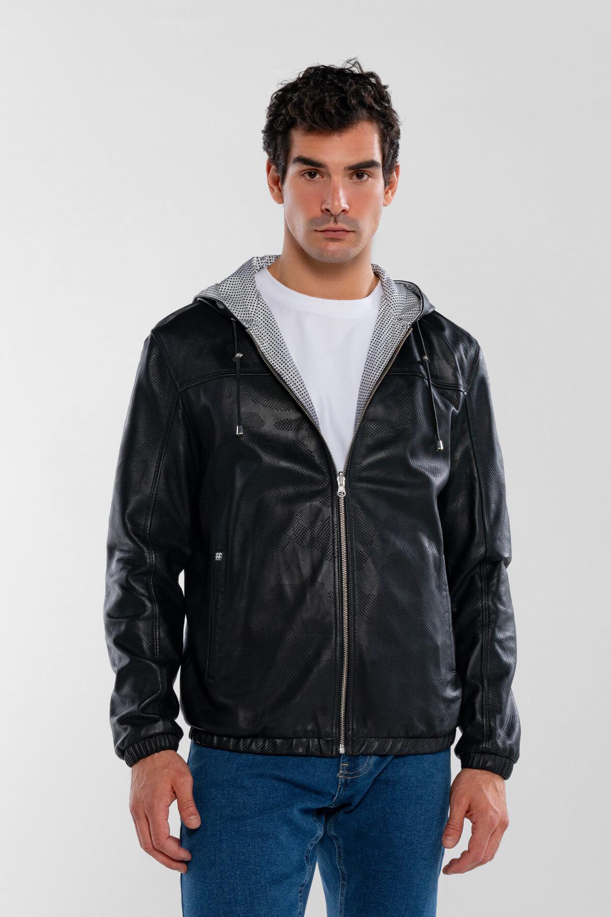 Tamer Tanca Erkek Hakiki Deri Siyah Deri Mont