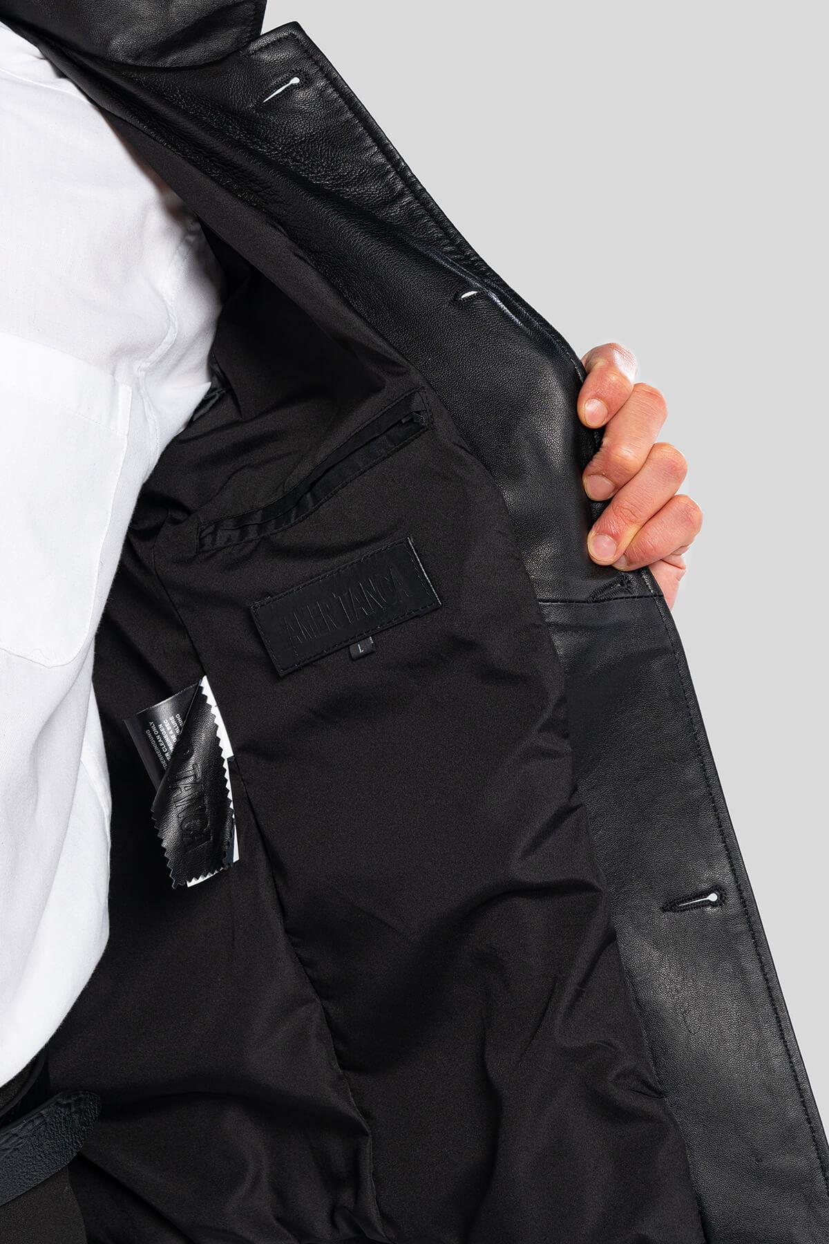 Tamer Tanca Erkek Hakiki Deri Siyah Deri Mont