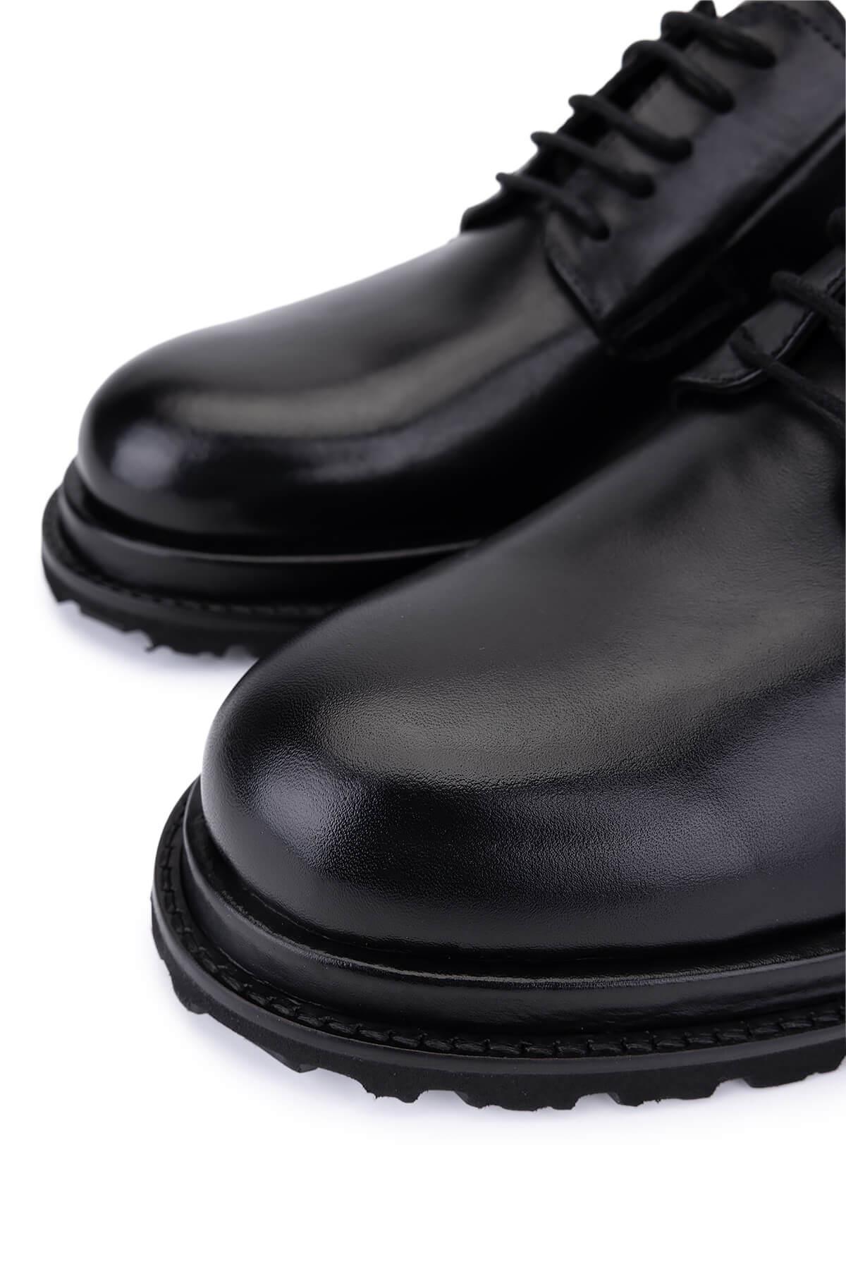 Tamer Tanca Erkek Hakiki Deri Siyah Deri Casual Ayakkabı