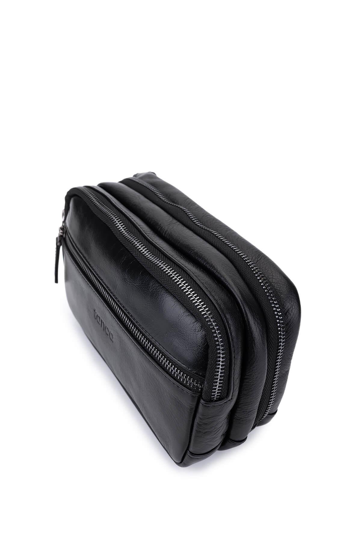 Tamer Tanca Erkek Hakiki Deri Siyah Deri El Çantası