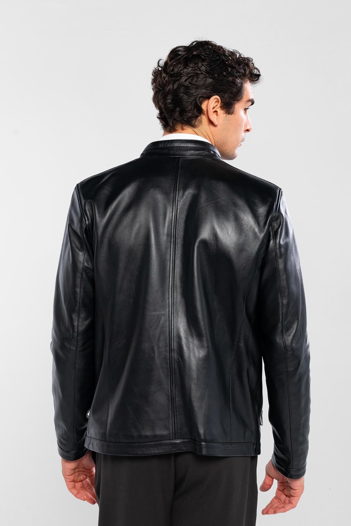 Tamer Tanca Erkek Hakiki Deri Siyah Deri Deri Mont