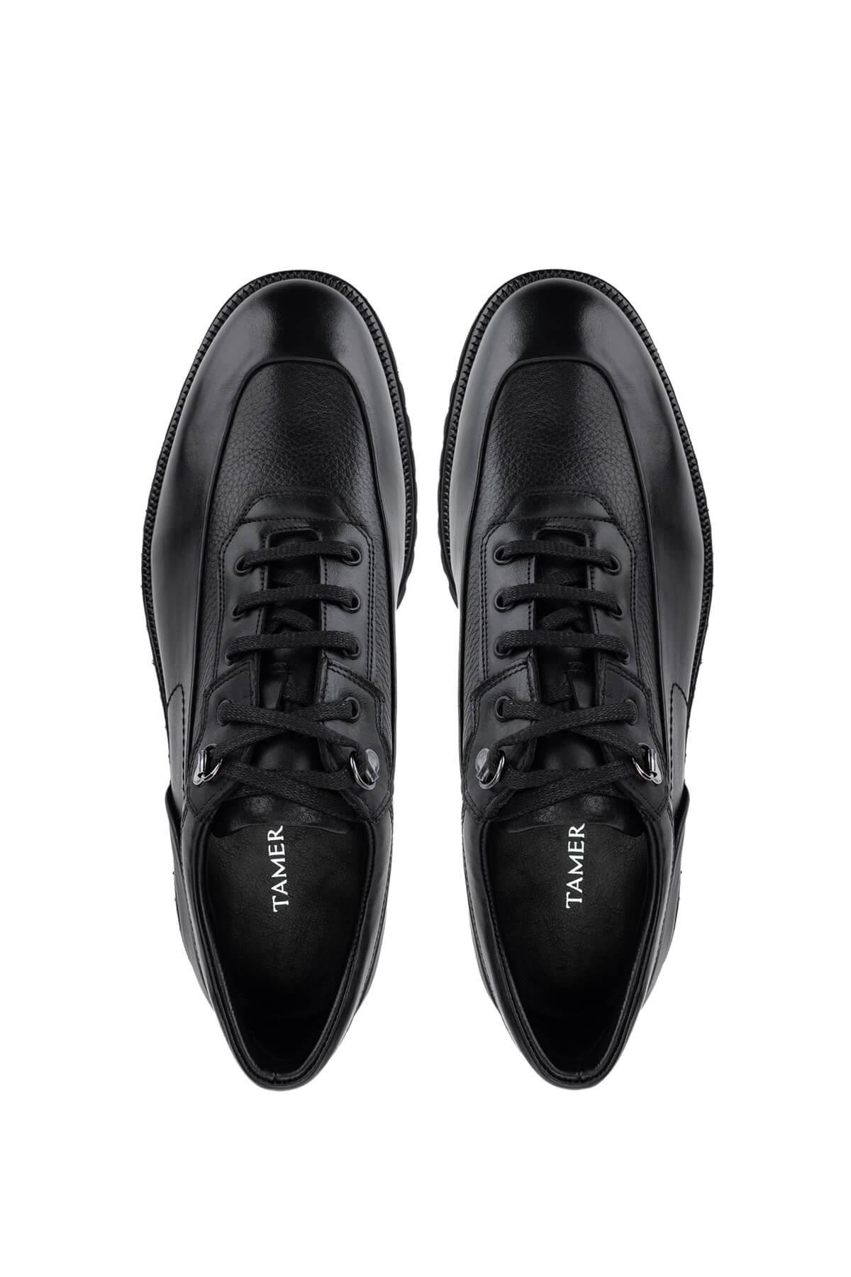 Tamer Tanca Erkek Hakiki Deri Siyah Deri Casual Ayakkabı