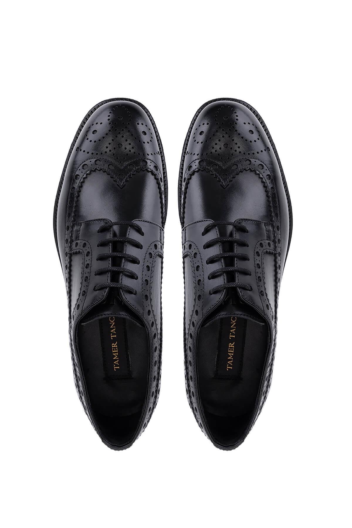 Tamer Tanca Erkek Hakiki Deri Siyah Deri Casual Ayakkabı