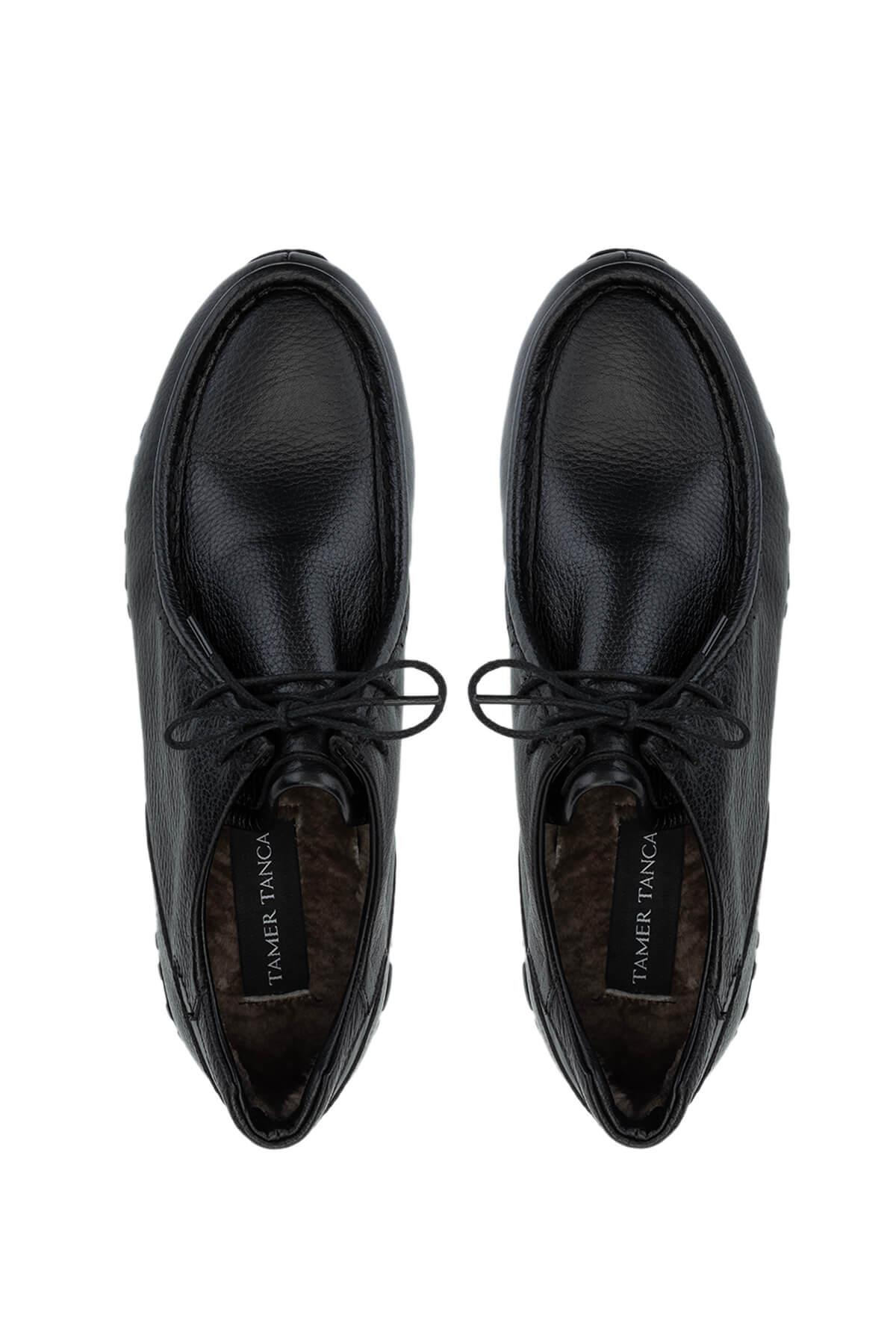 Tamer Tanca Erkek Hakiki Deri Siyah Deri Casual Ayakkabı