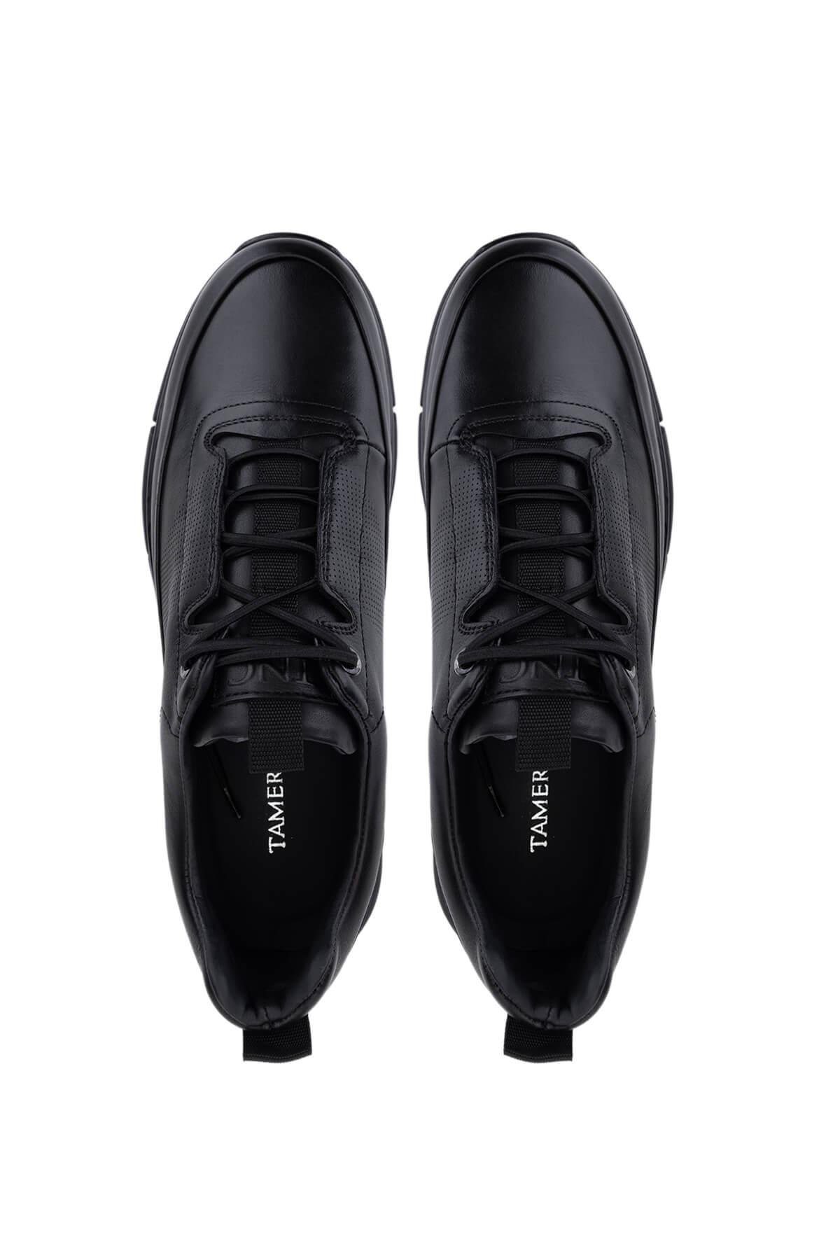 Tamer Tanca Erkek Hakiki Deri Siyah Deri Casual Ayakkabı