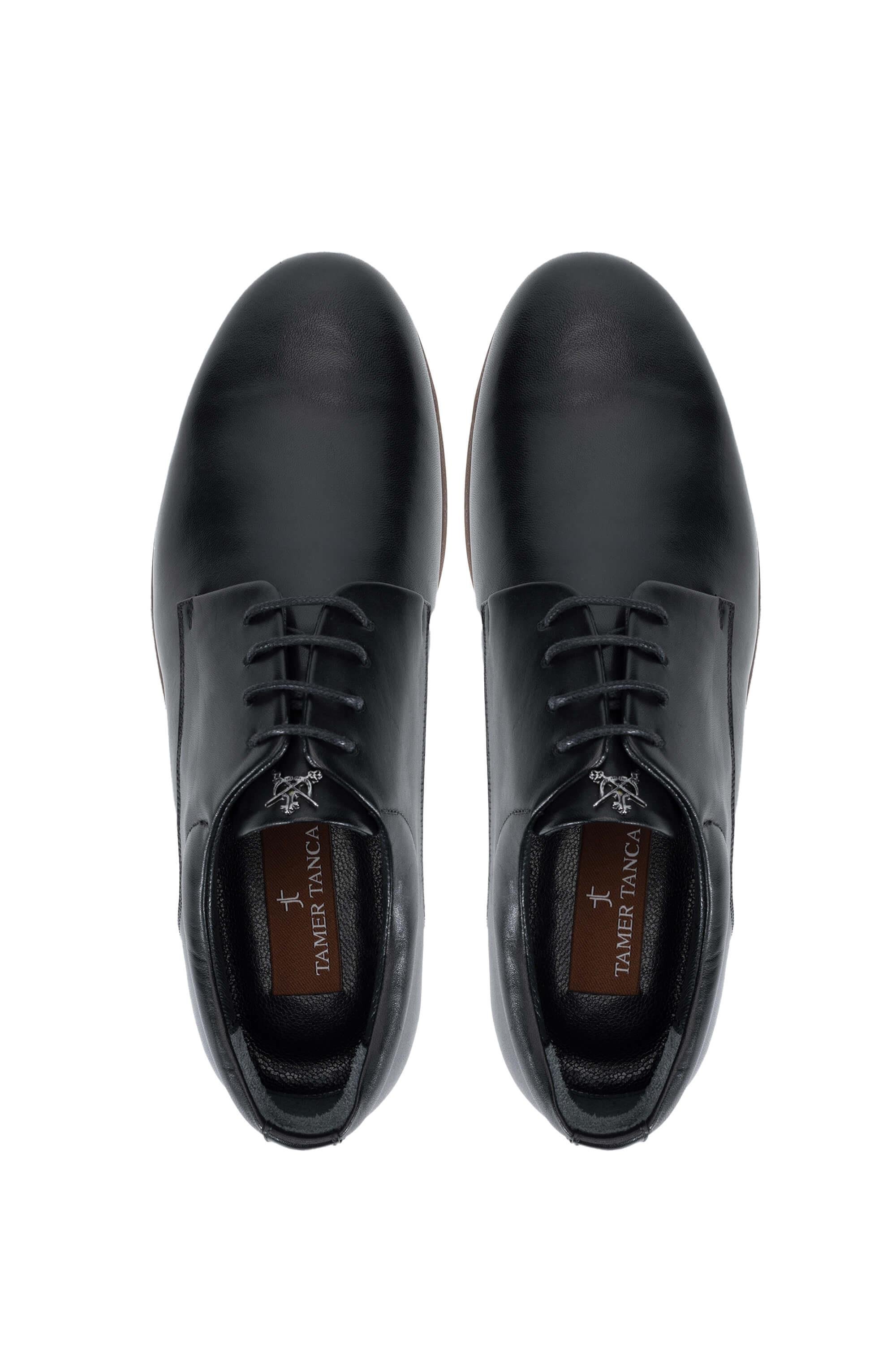 Tamer Tanca Erkek Hakiki Deri Siyah Deri Casual Ayakkabı