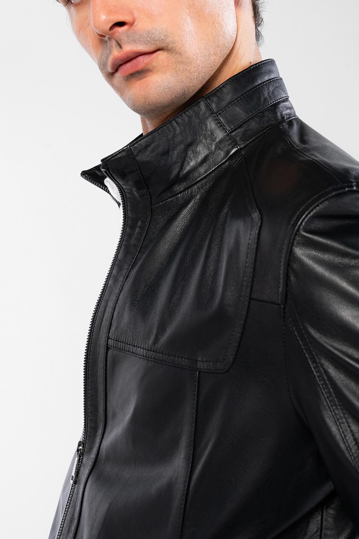 Tamer Tanca Erkek Hakiki Deri Siyah Deri Mont