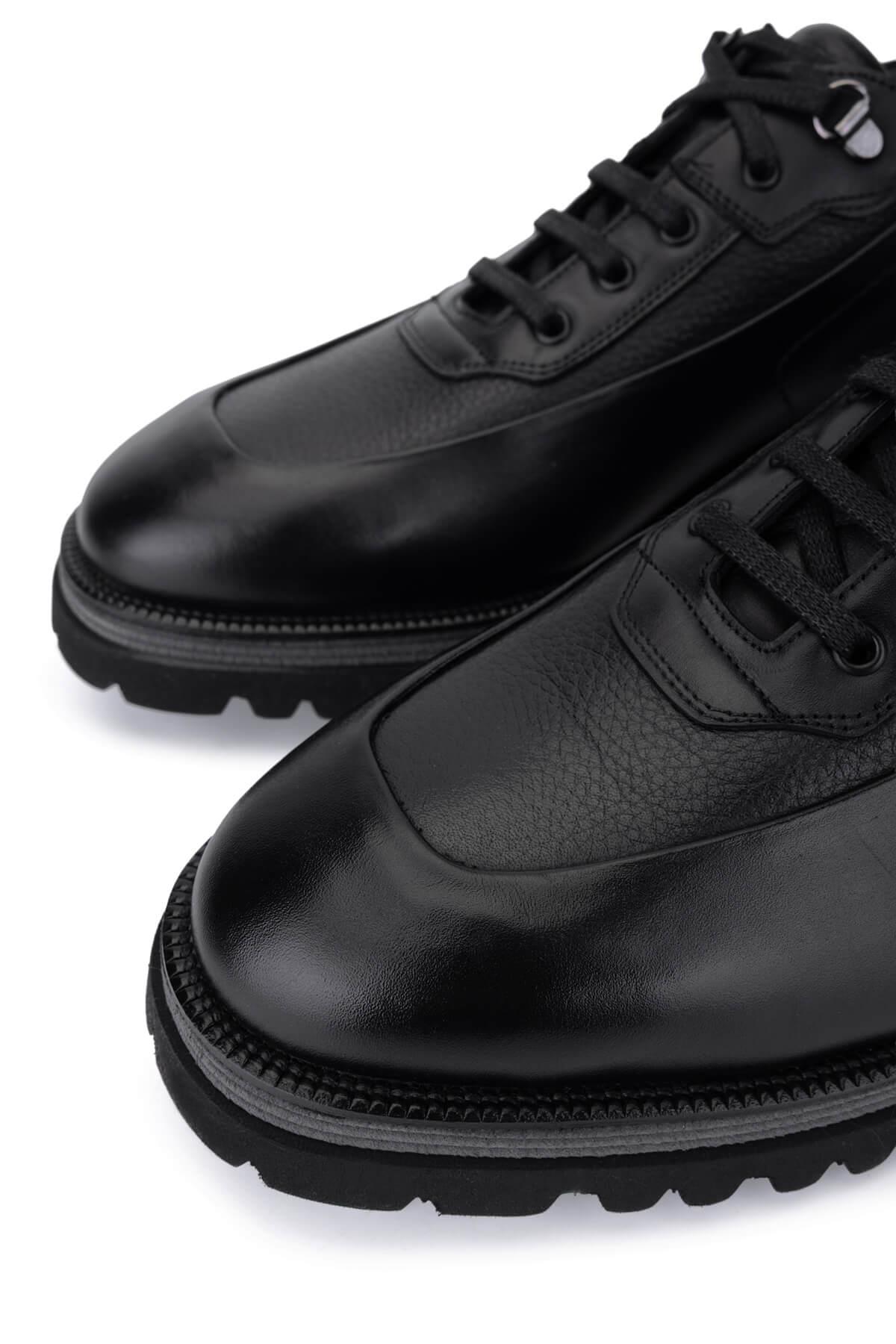 Tamer Tanca Erkek Hakiki Deri Siyah Deri Casual Ayakkabı