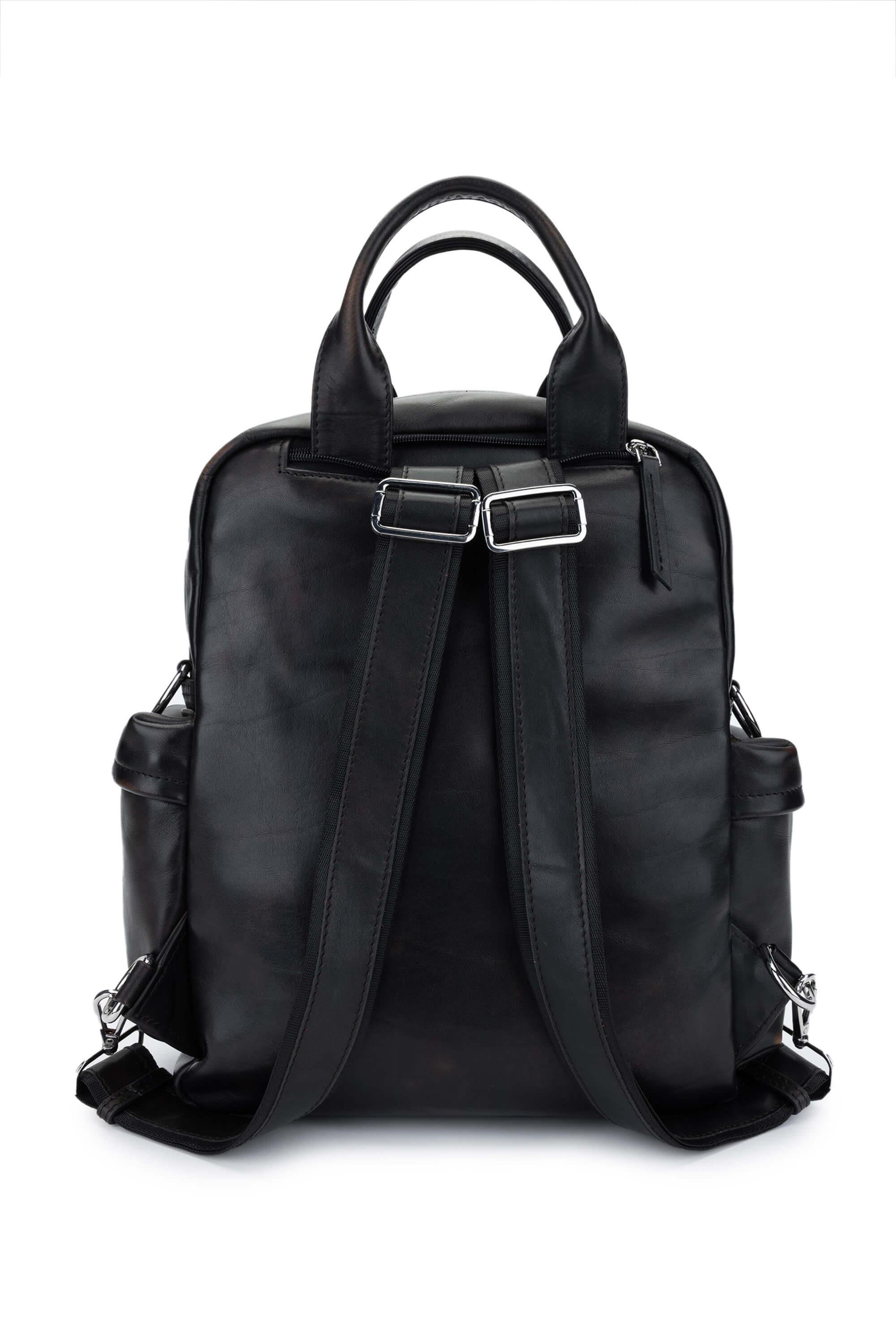 Tamer Tanca Erkek Hakiki Deri Siyah Eskitme Sırt Çantası