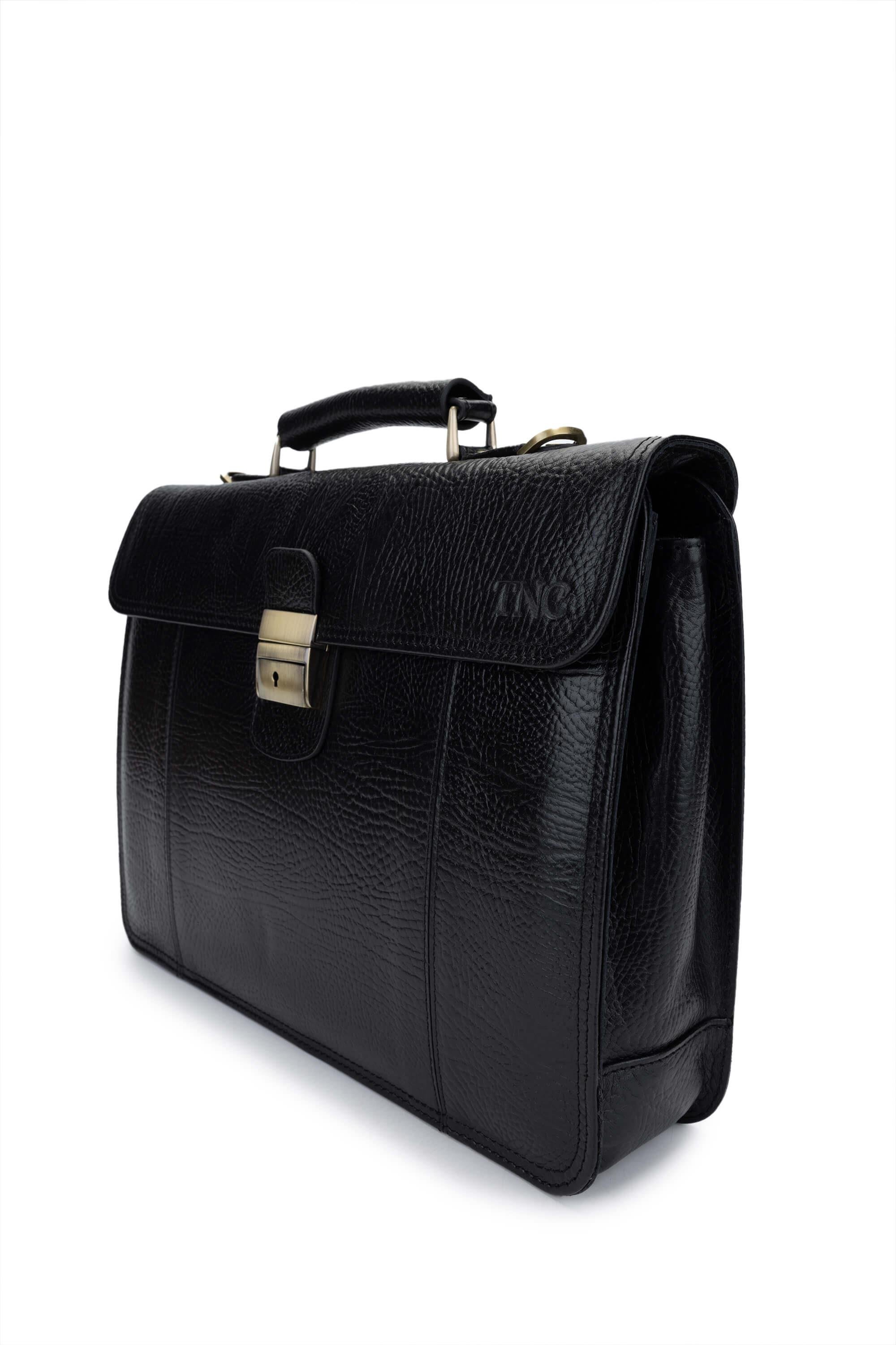 Tamer Tanca Erkek Hakiki Deri Siyah Evrak Çantası