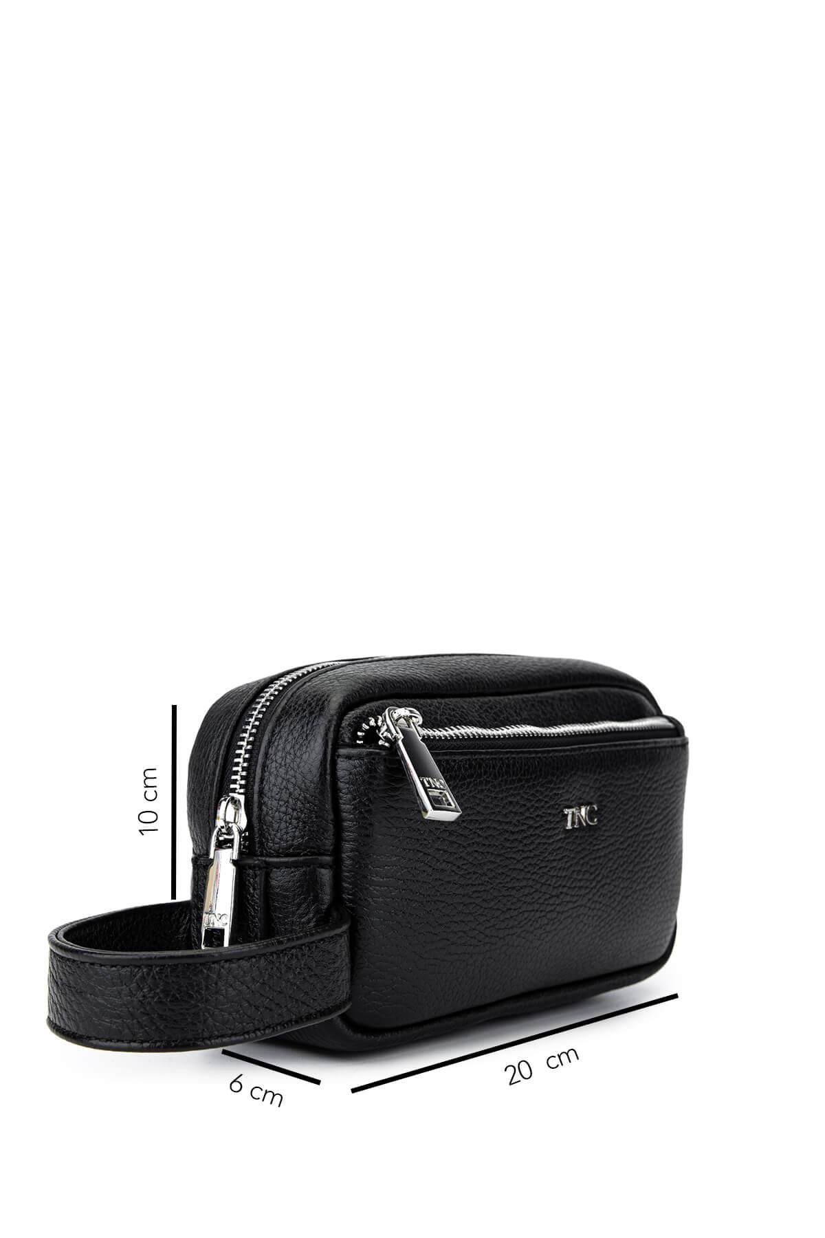 Tamer Tanca Erkek Hakiki Deri Siyah Floter El Çantası