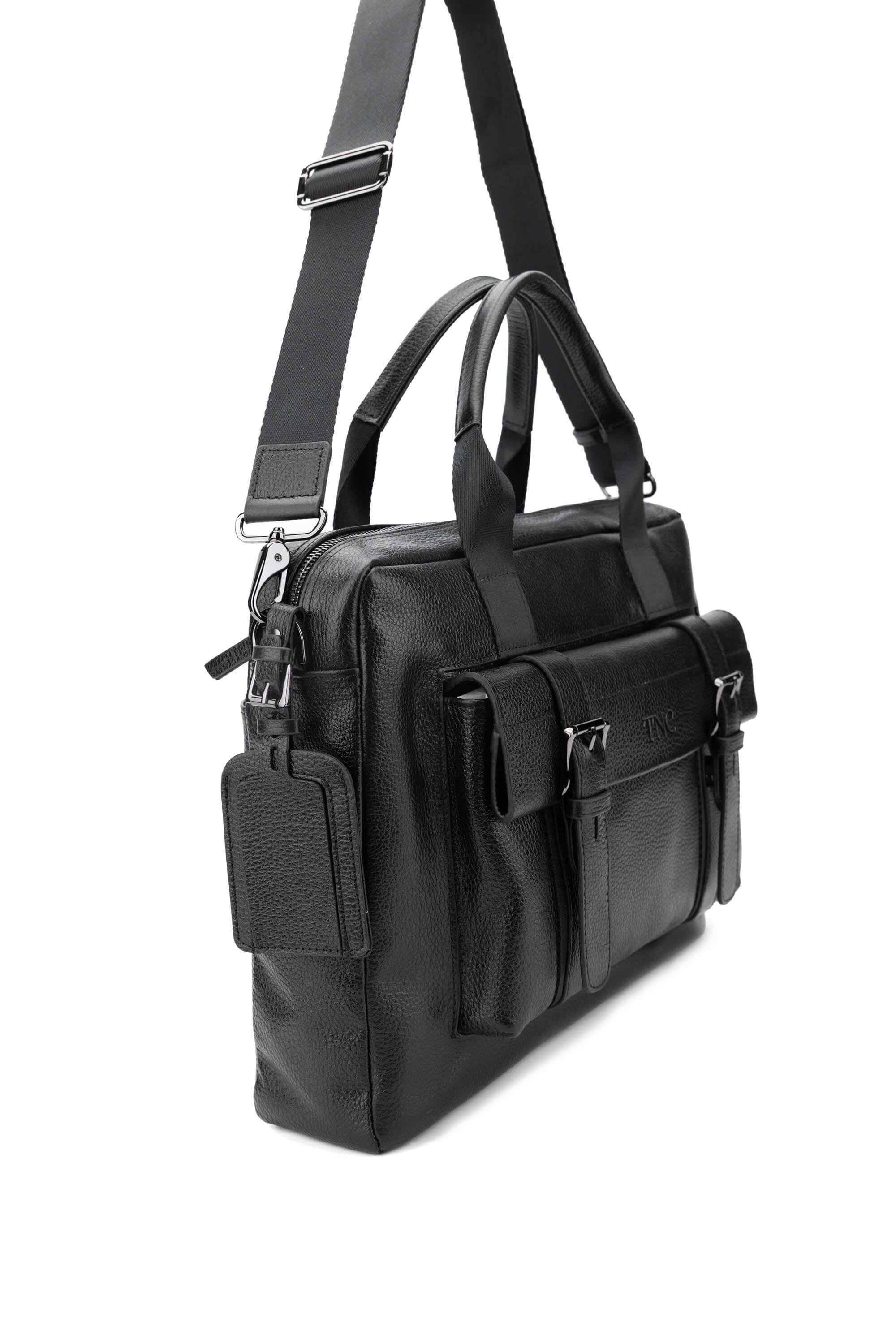 Tamer Tanca Erkek Hakiki Deri Siyah Floter Evrak Çantası