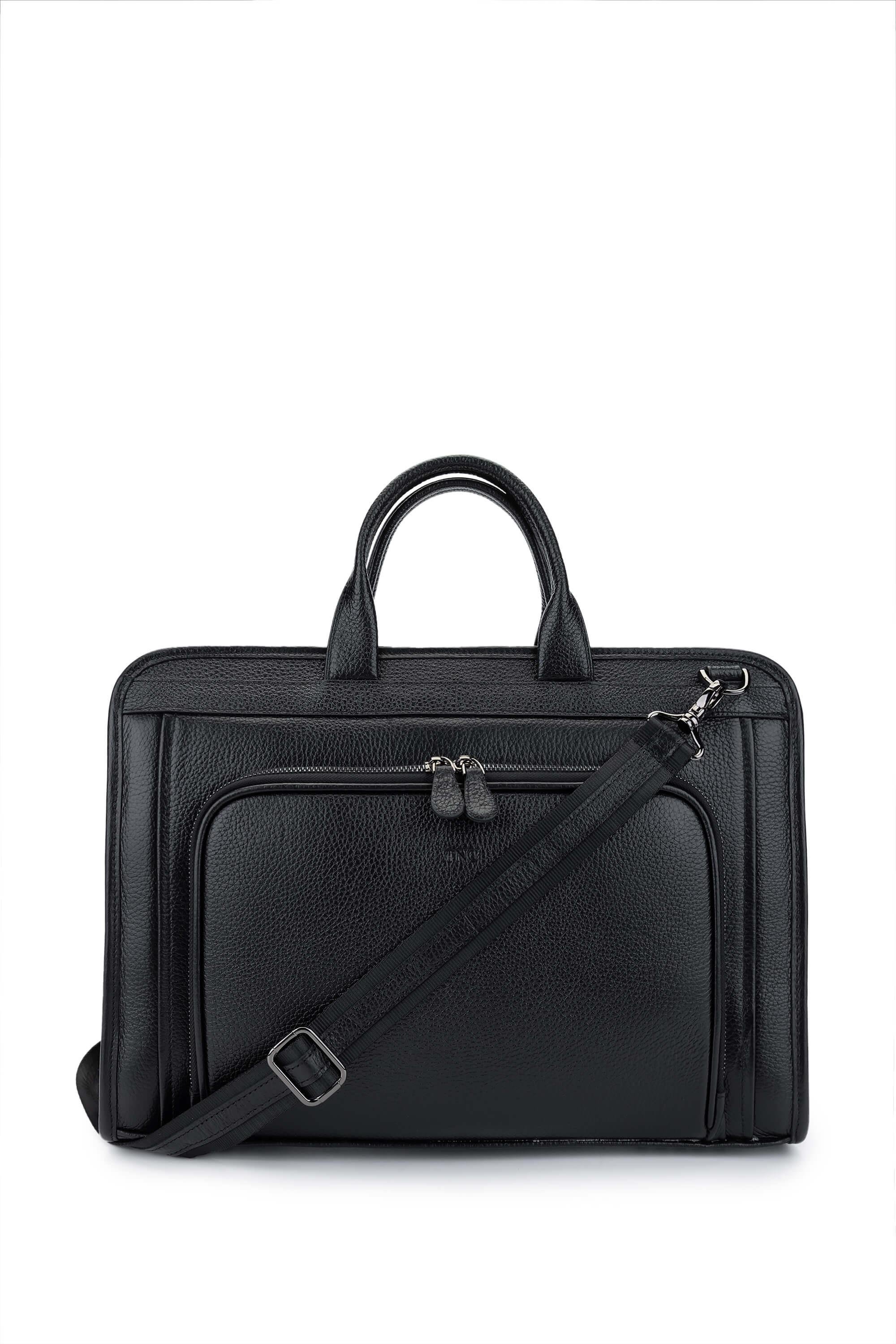 Tamer Tanca Erkek Hakiki Deri Siyah Floter Evrak Çantası