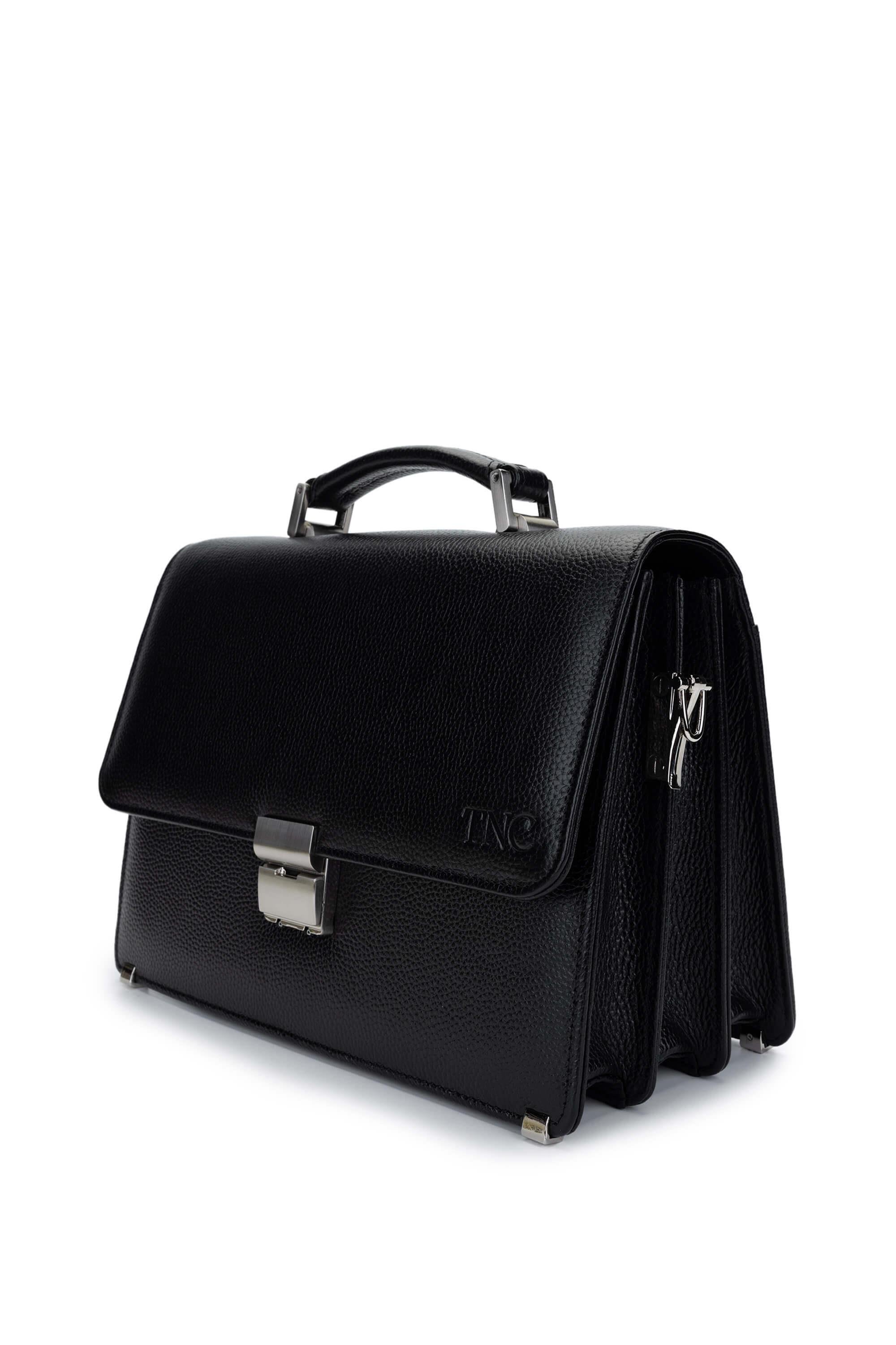 Tamer Tanca Erkek Hakiki Deri Siyah Floter Evrak Çantası