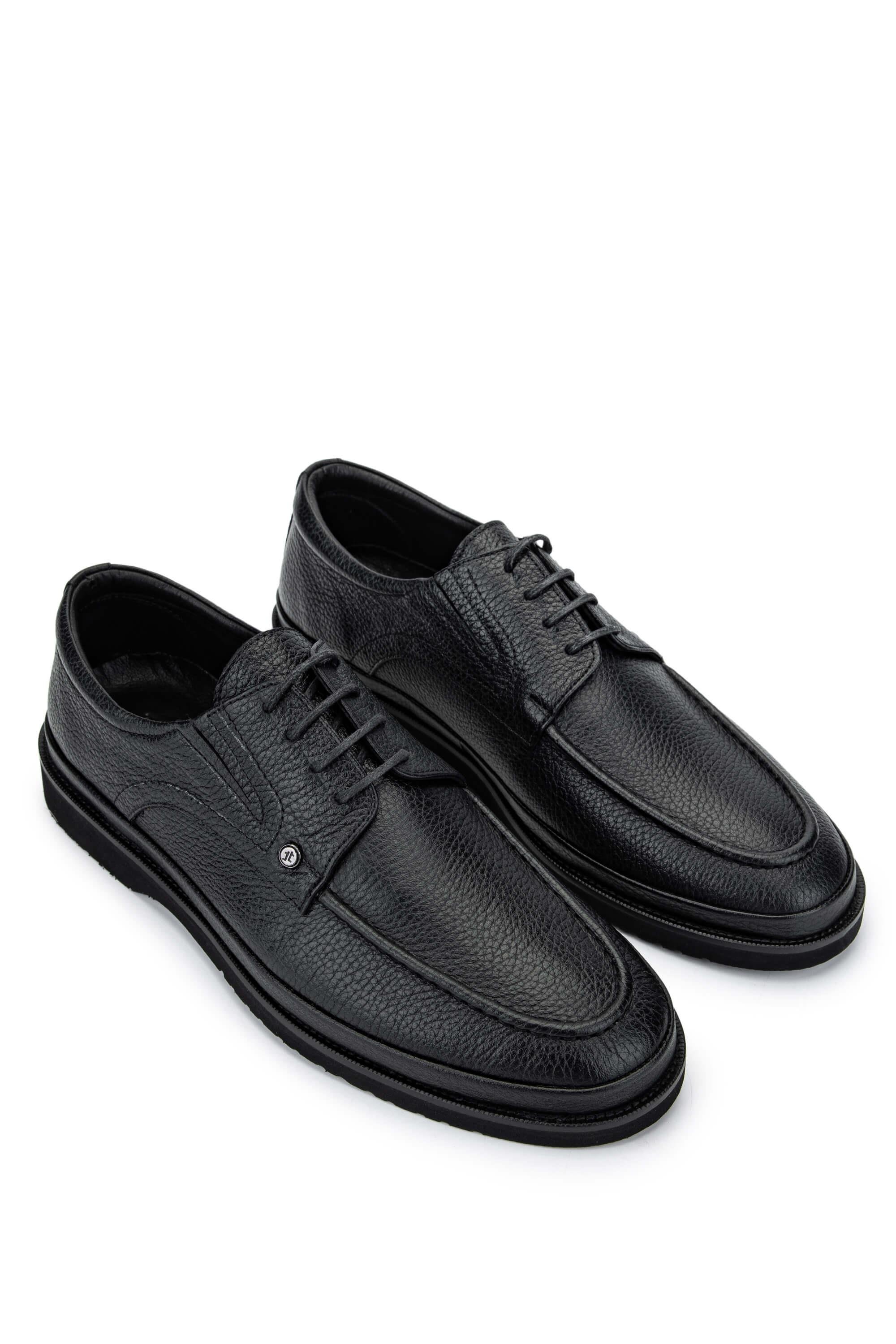 Tamer Tanca Erkek Hakiki Deri Siyah Floter Casual Ayakkabı