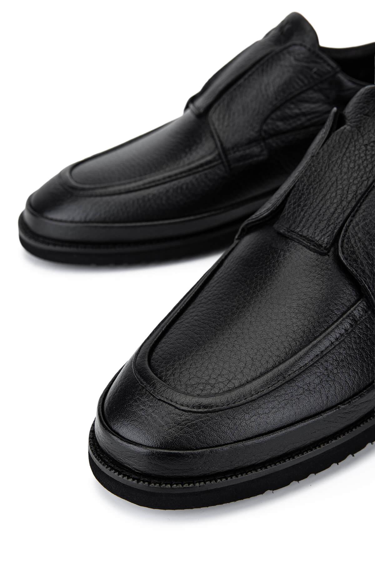 Tamer Tanca Erkek Hakiki Deri Siyah Floter Casual Ayakkabı