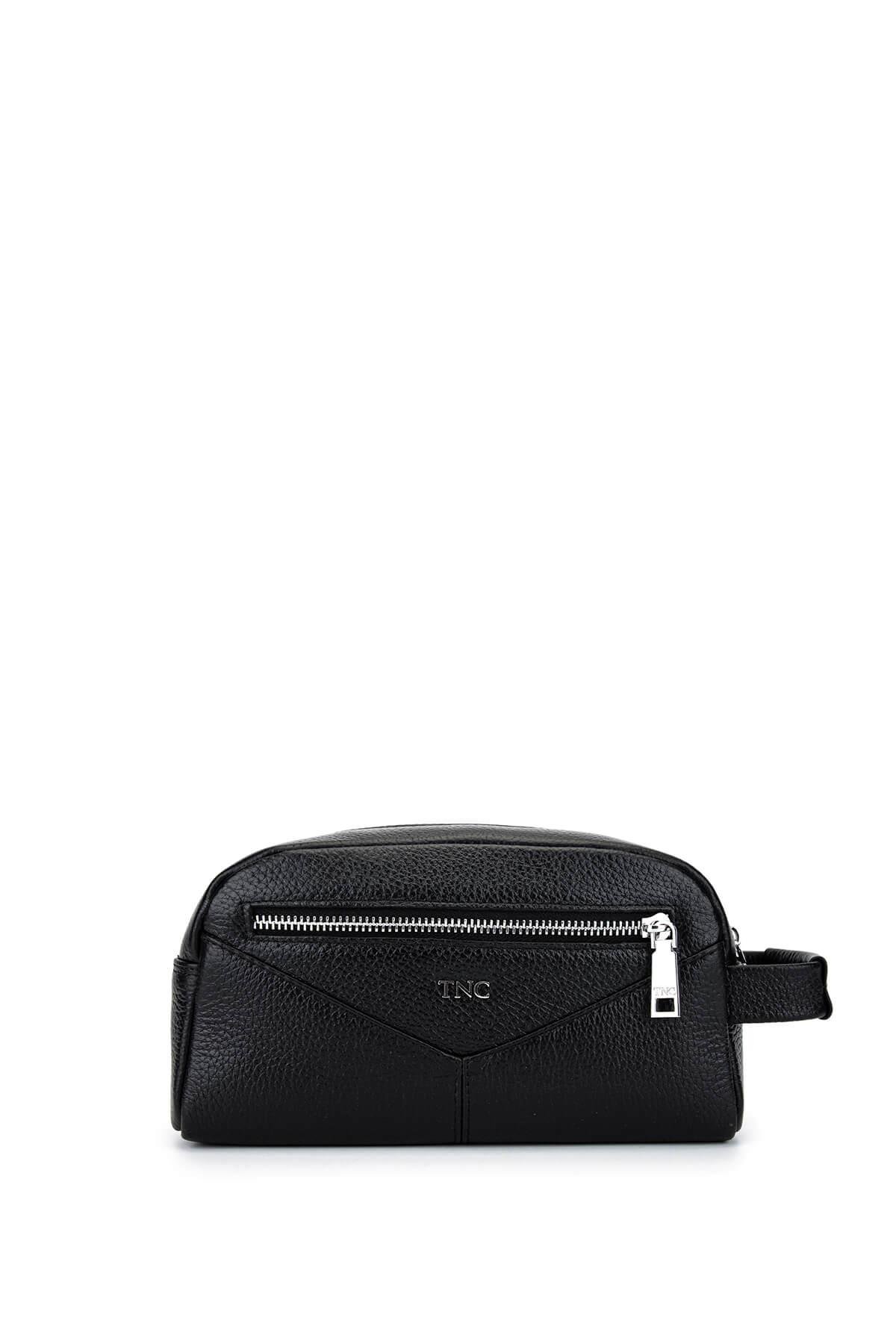 Tamer Tanca Erkek Hakiki Deri Siyah Floter Traş Çantası