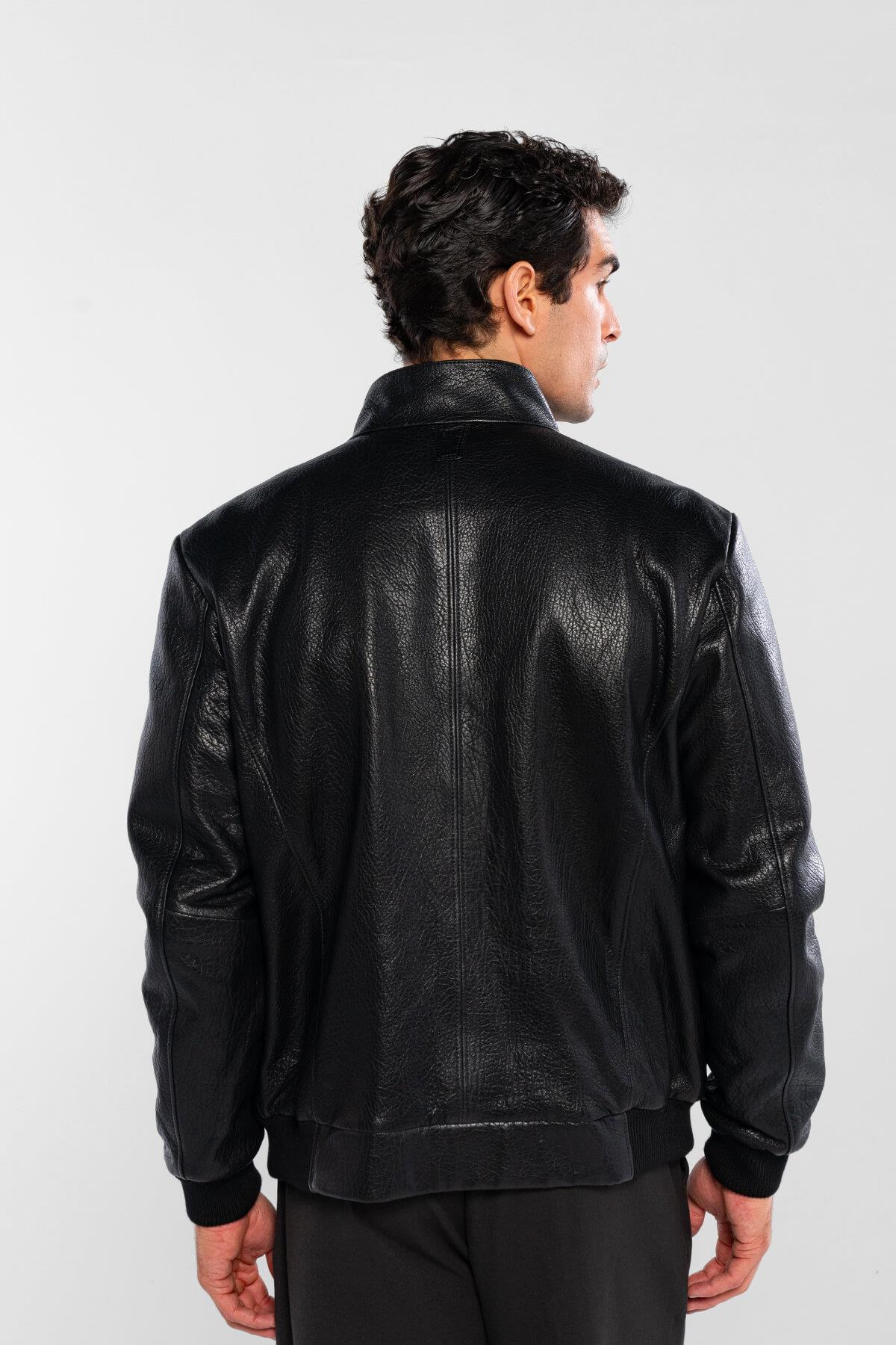 Tamer Tanca Erkek Hakiki Deri Siyah Jumbo Deri Mont