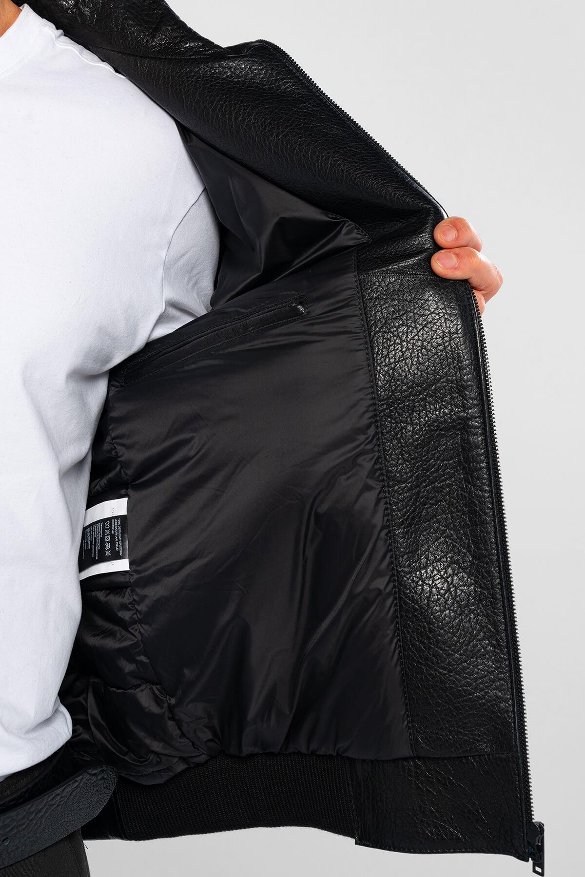 Tamer Tanca Erkek Hakiki Deri Siyah Jumbo Deri Mont