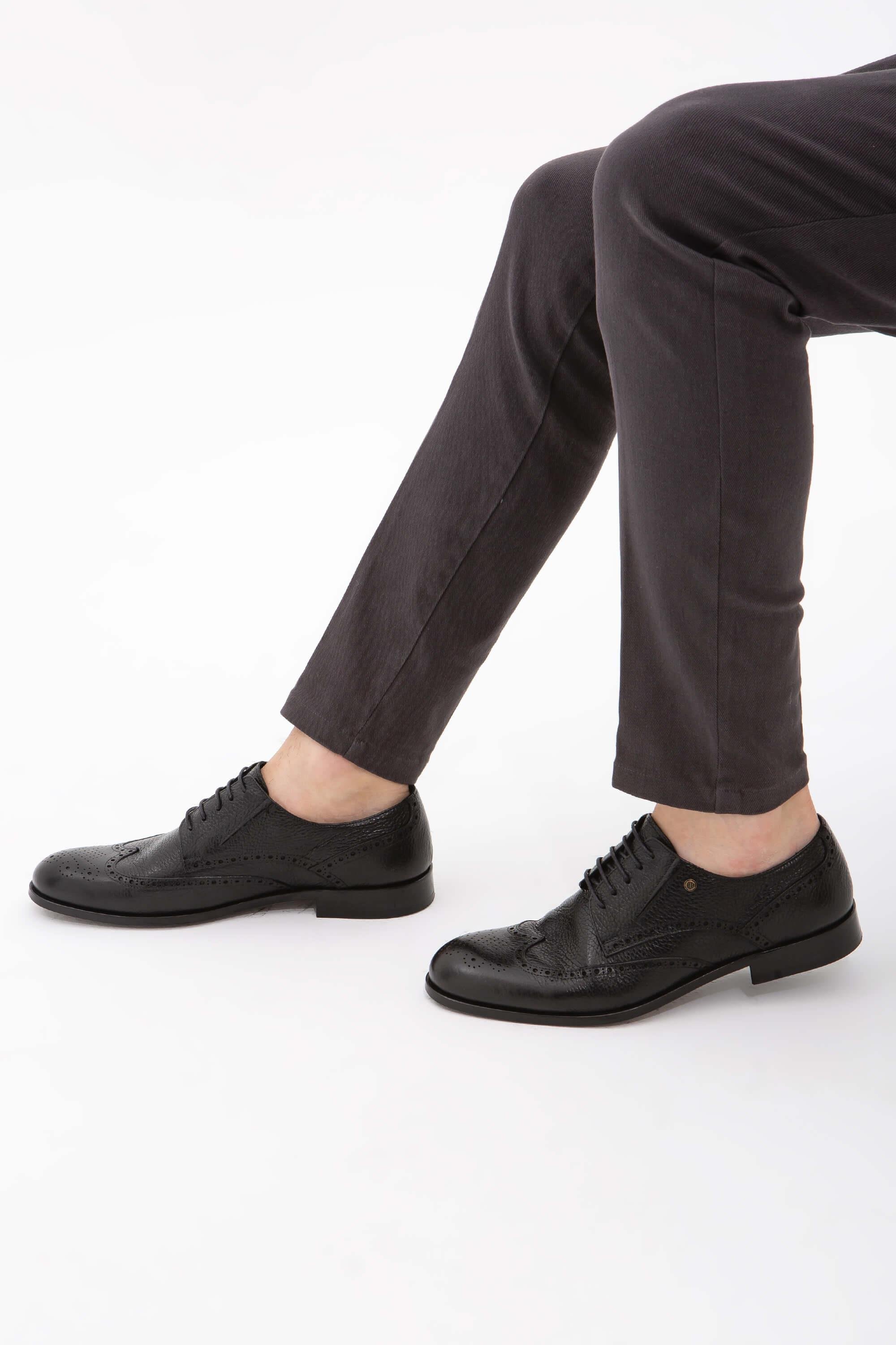 Tamer Tanca Erkek Hakiki Deri Siyah Klasik Ayakkabı