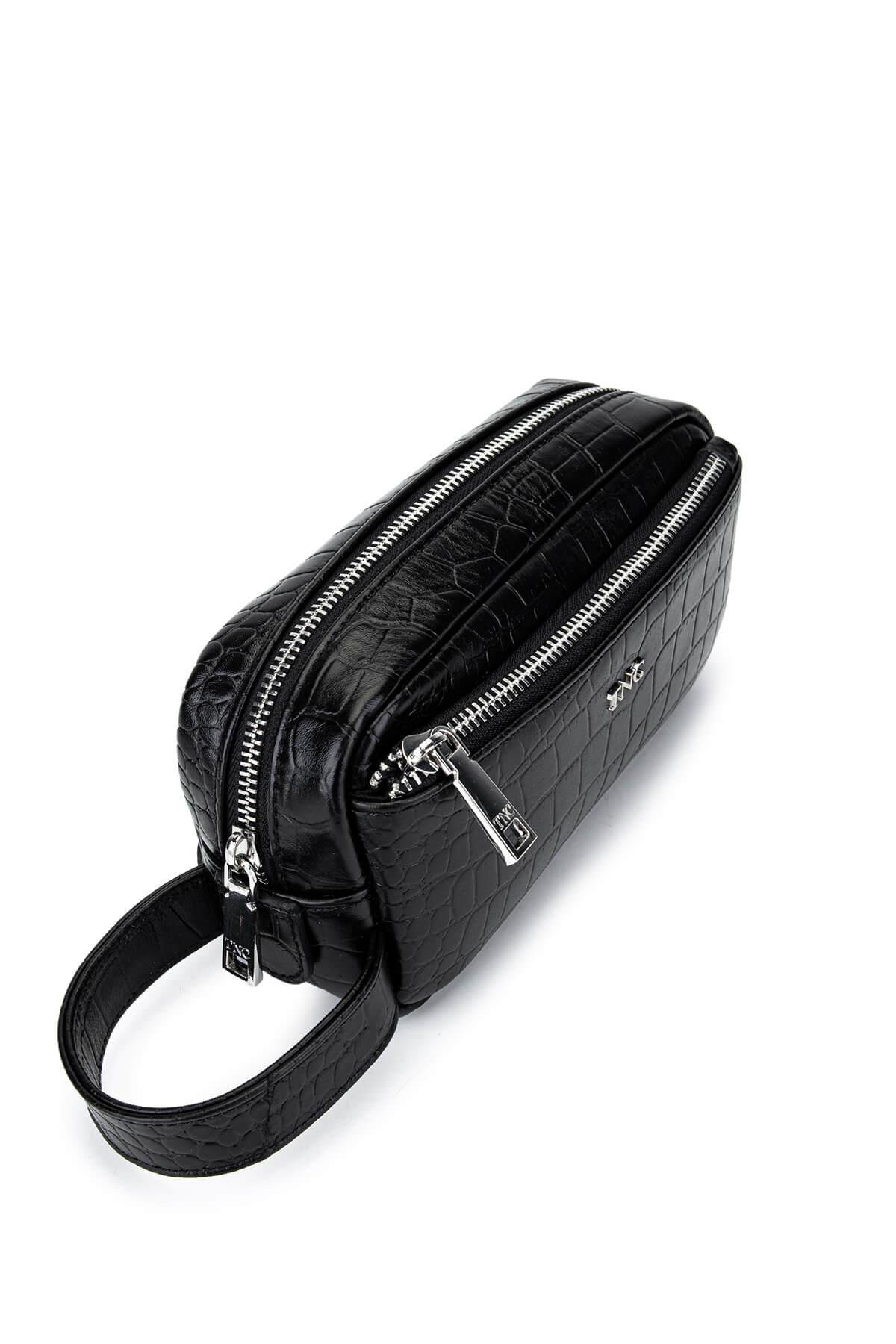 Tamer Tanca Erkek Hakiki Deri Siyah Kroko El Çantası