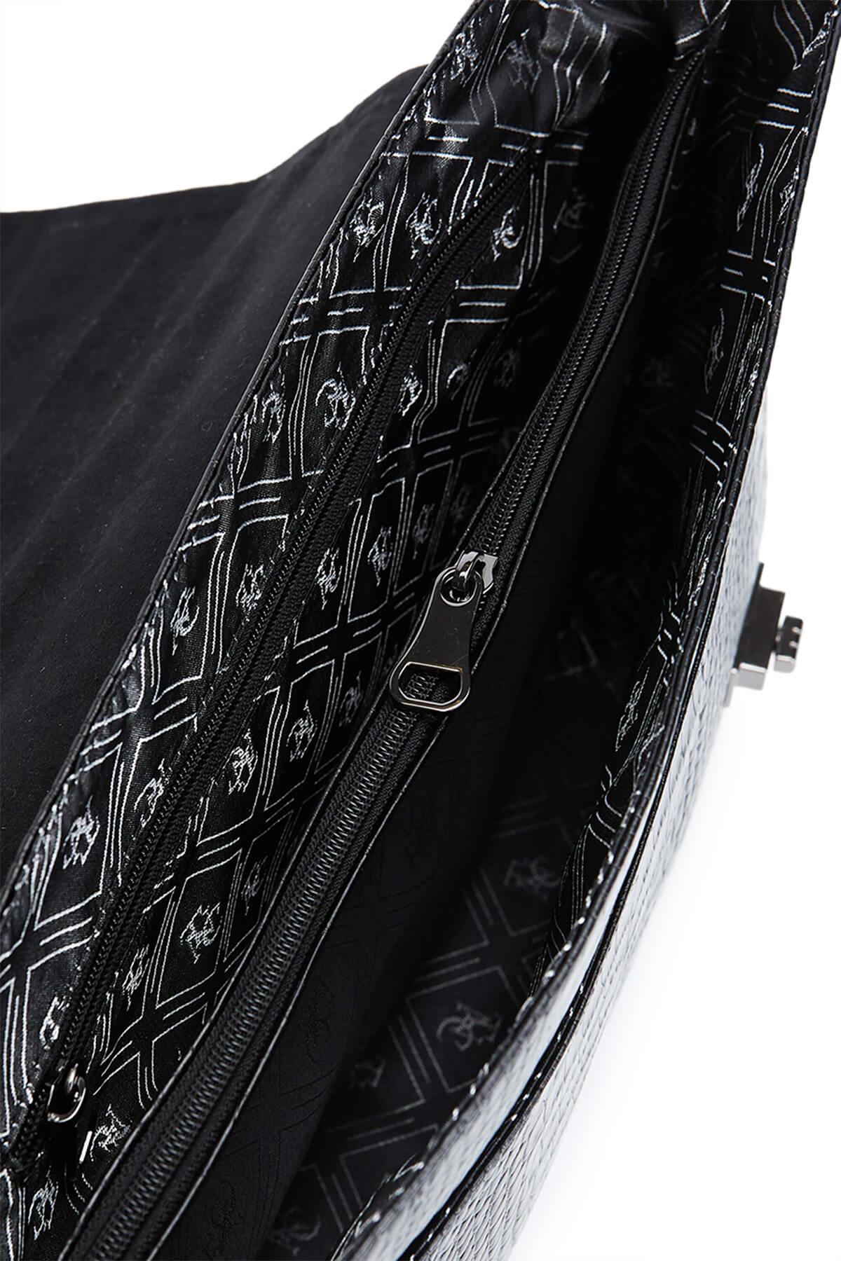 Tamer Tanca Erkek Hakiki Deri Siyah Kroko Evrak Çantası