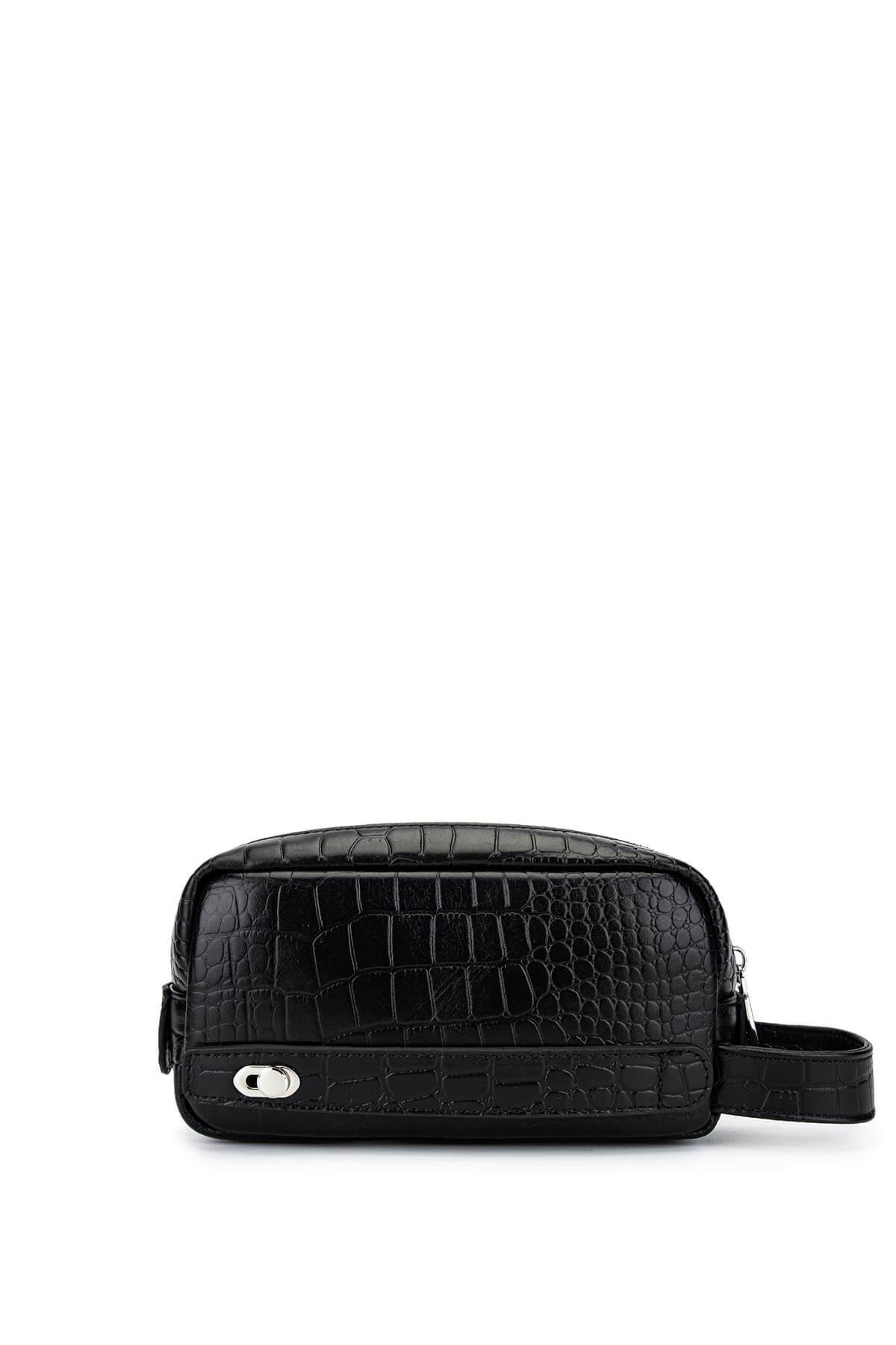 Tamer Tanca Erkek Hakiki Deri Siyah Kroko El Çantası