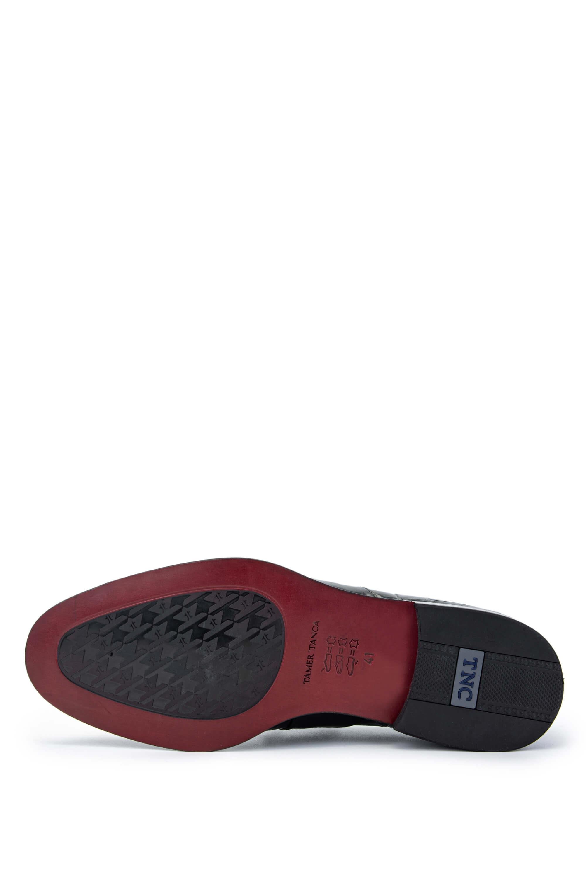 Tamer Tanca Erkek Hakiki Deri Siyah Kroko Loafer Ayakkabı