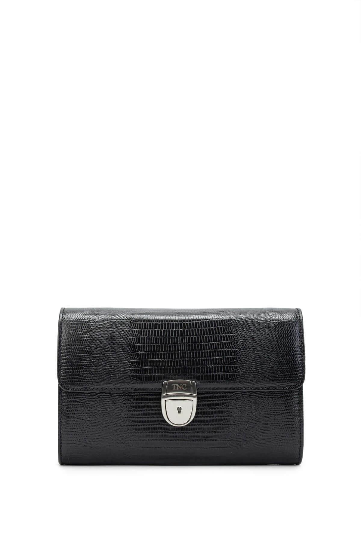 Tamer Tanca Erkek Hakiki Deri Siyah Lazer El Çantası