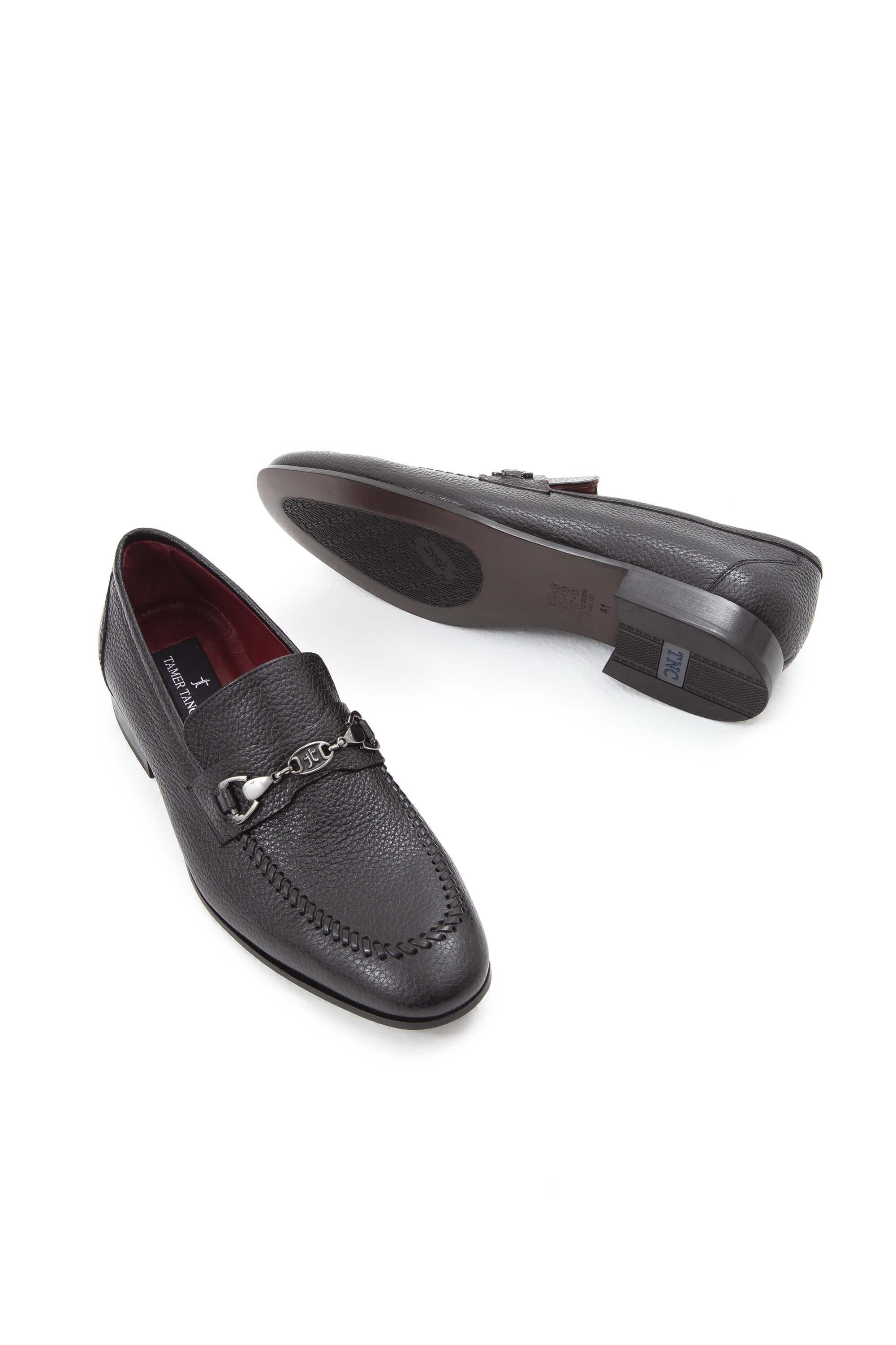 Tamer Tanca Erkek Hakiki Deri Siyah Makosen Ayakkabı