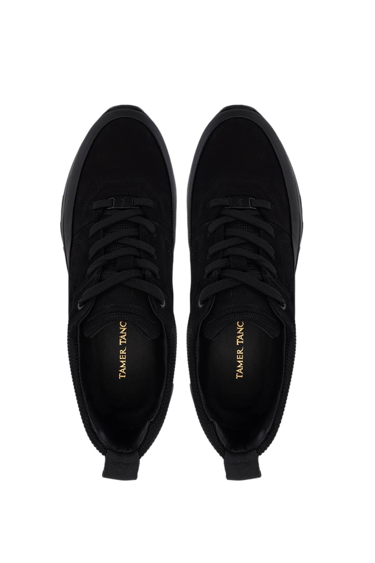 Tamer Tanca Erkek Hakiki Deri Siyah Mat/Siyah Sneakers & Spor Ayakkabı