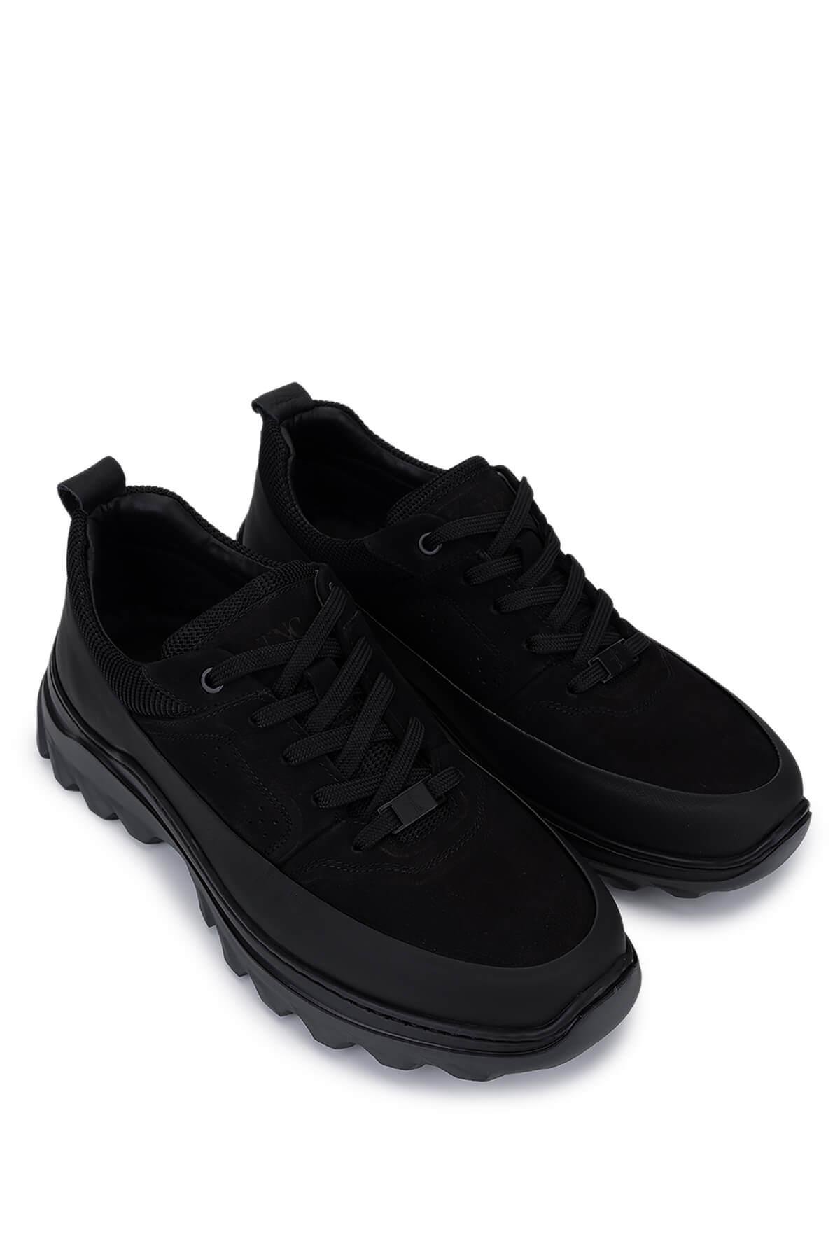 Tamer Tanca Erkek Hakiki Deri Siyah Mat/Siyah Sneakers & Spor Ayakkabı