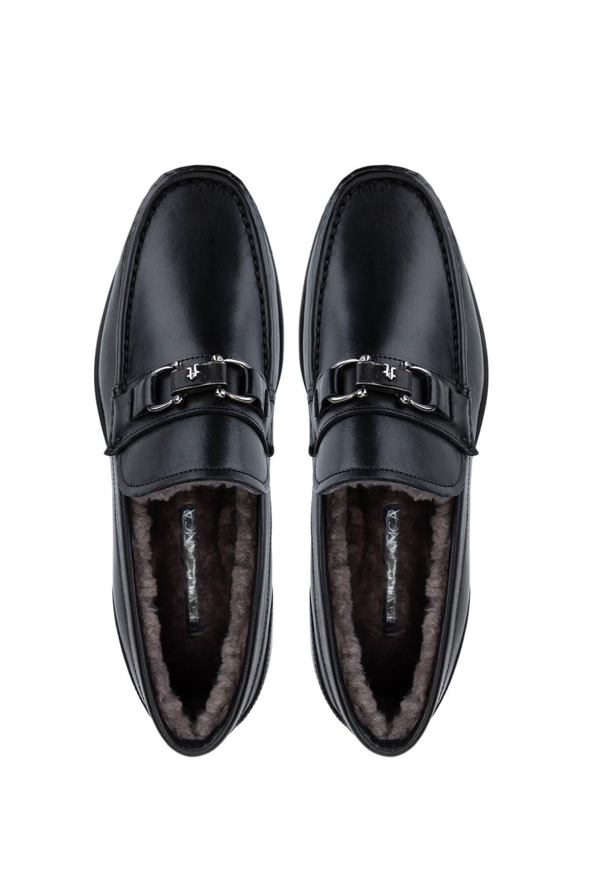 Tamer Tanca Erkek Hakiki Deri Siyah Makosen Ayakkabı