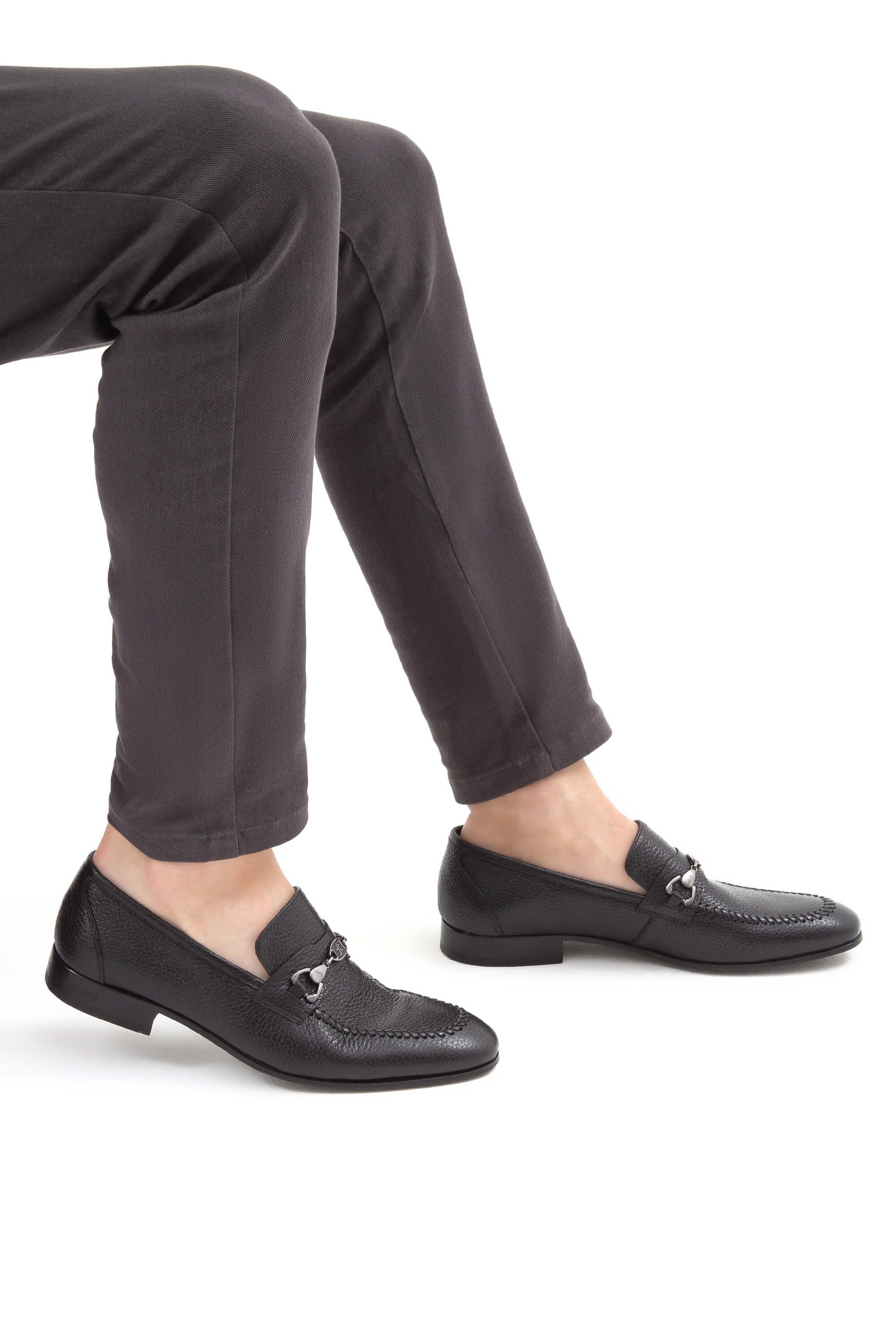 Tamer Tanca Erkek Hakiki Deri Siyah Makosen Ayakkabı