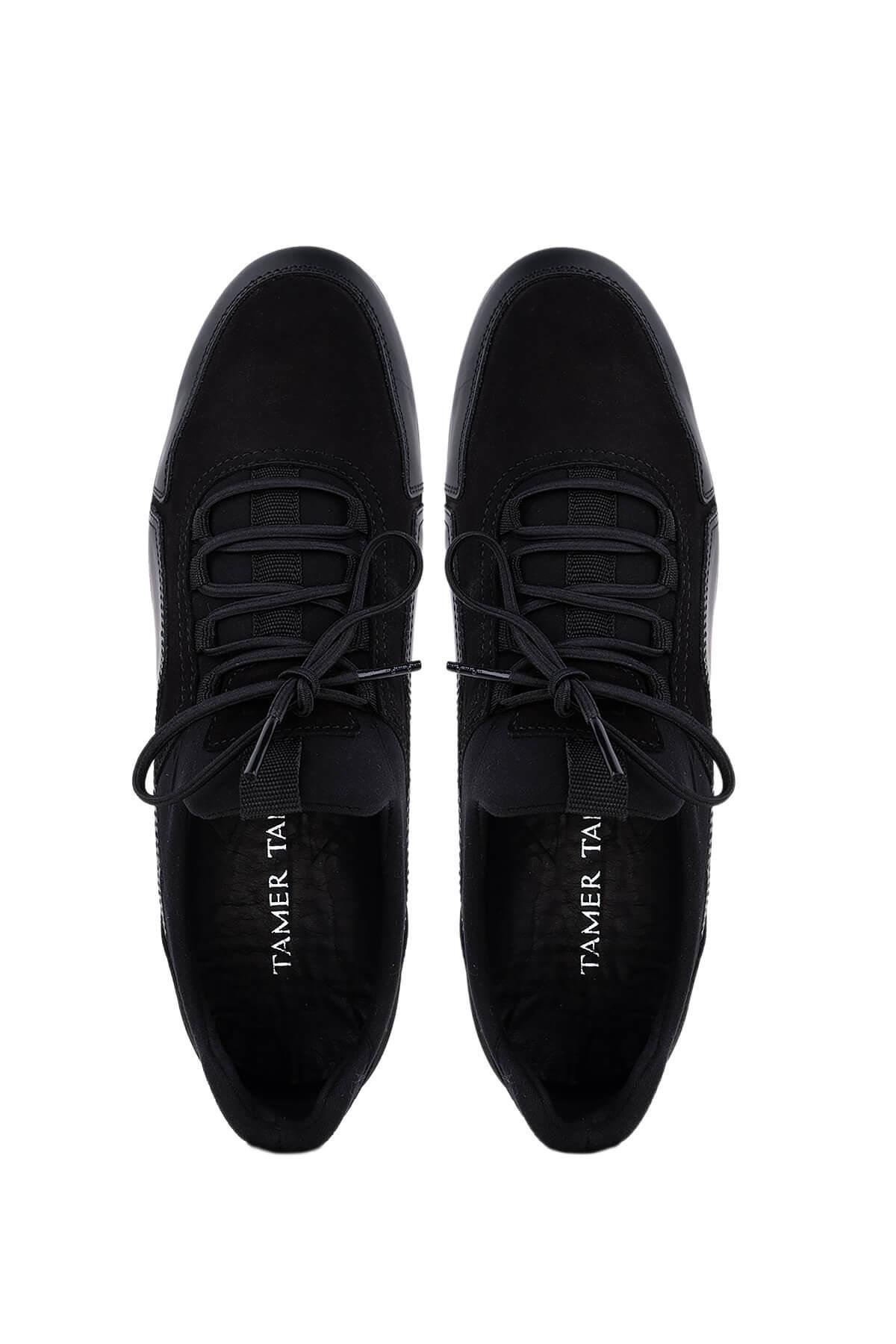 Tamer Tanca Erkek Hakiki Deri Siyah Nubuk Sneakers & Spor Ayakkabı