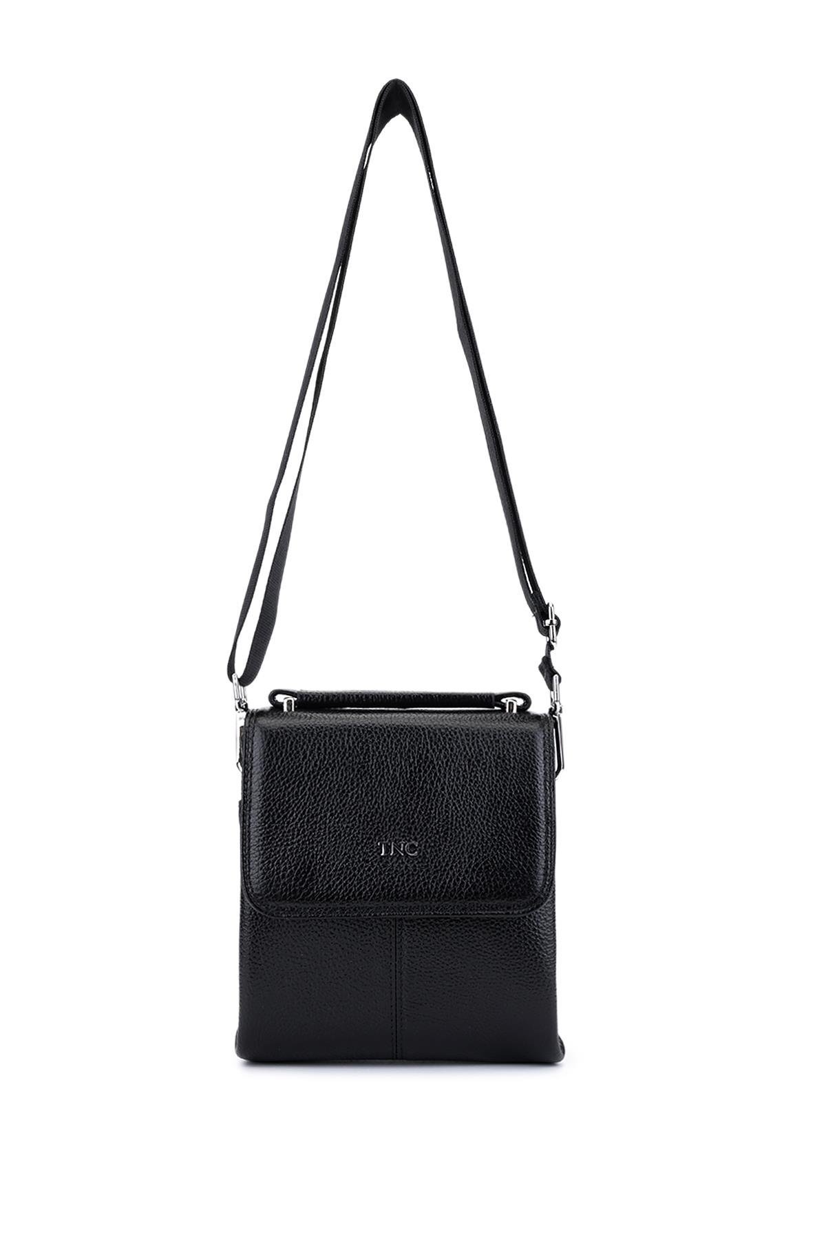 Tamer Tanca Erkek Hakiki Deri Siyah Postacı Çanta