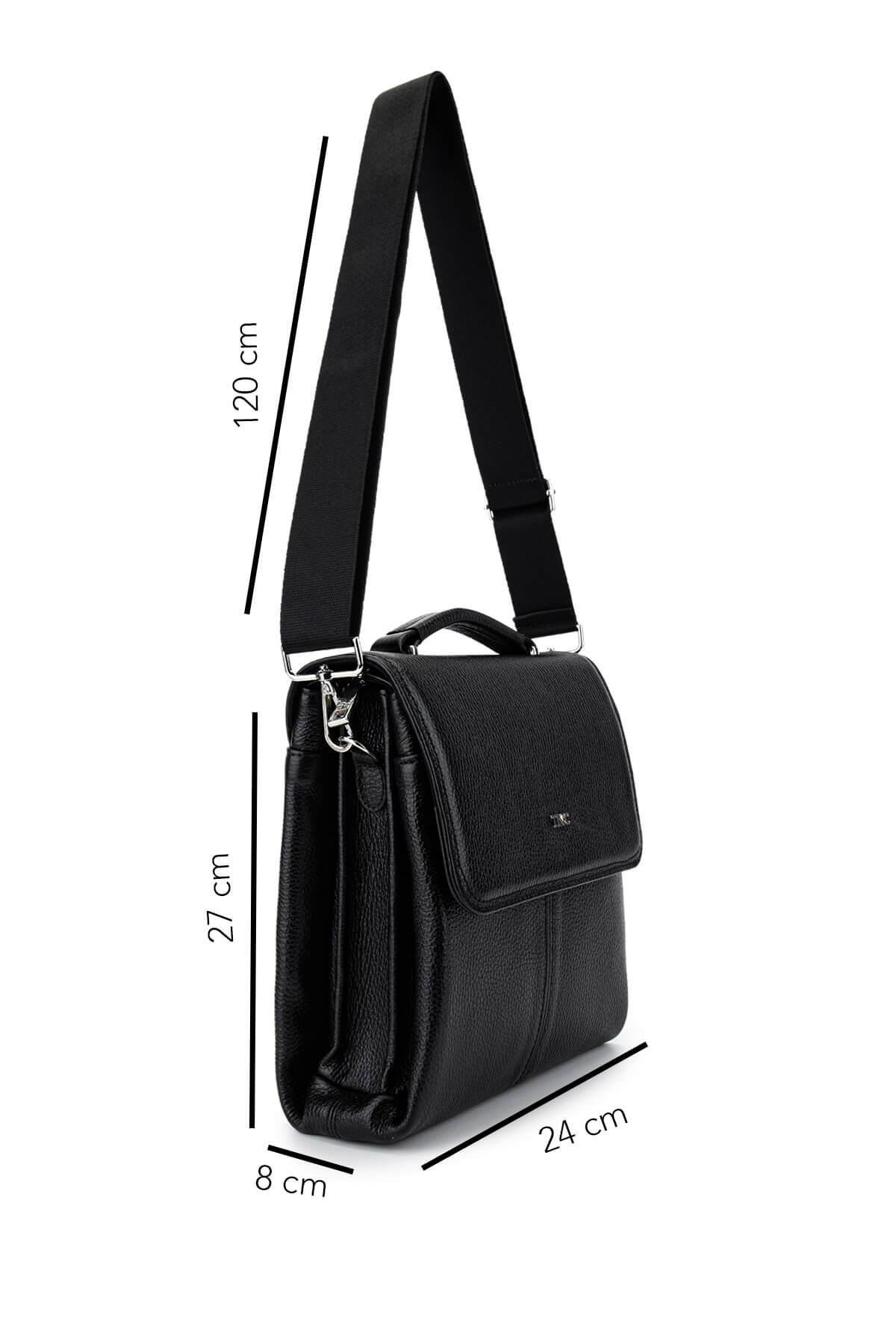 Tamer Tanca Erkek Hakiki Deri Siyah Postacı Çanta