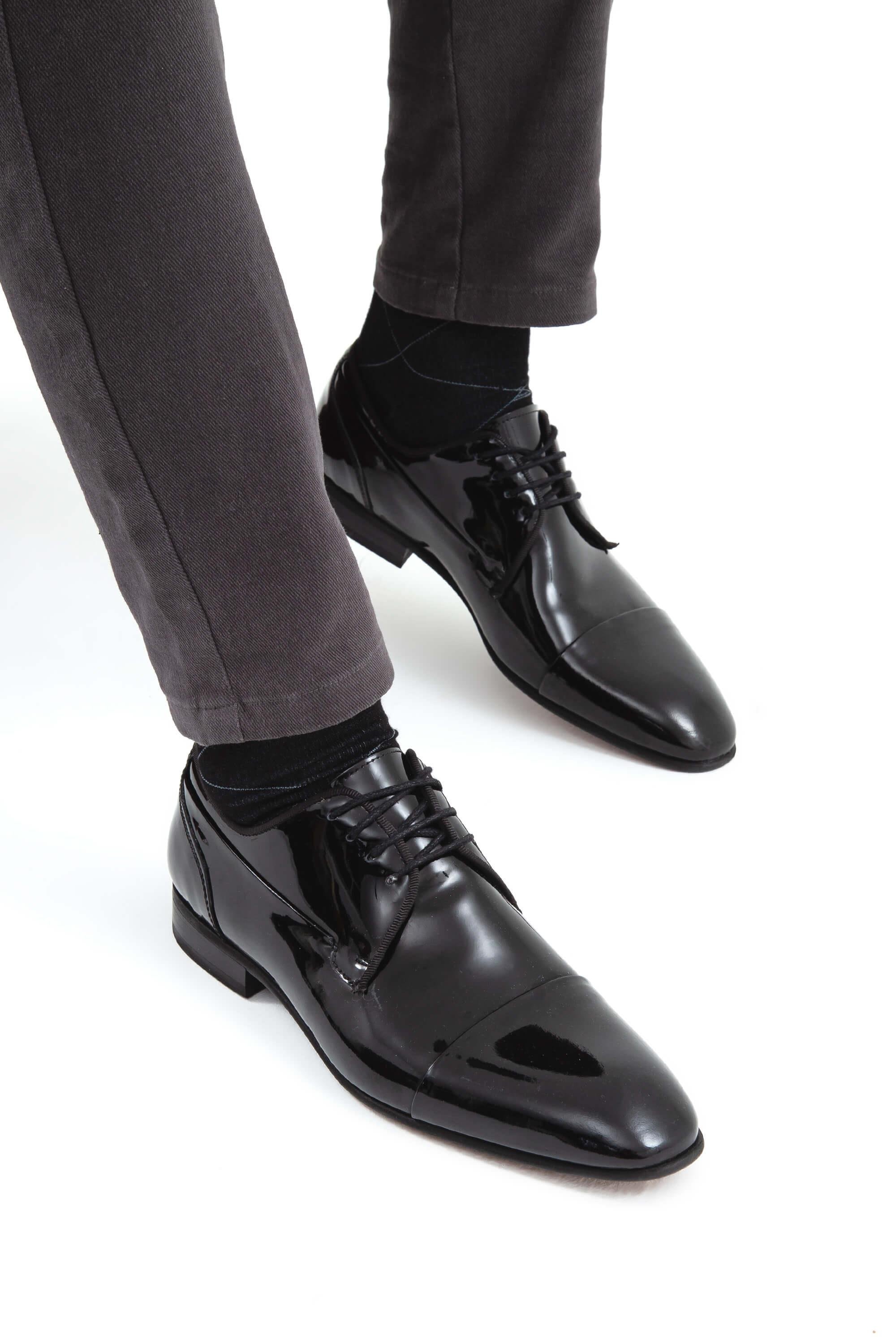 Tamer Tanca Erkek Hakiki Deri Siyah Rugan Klasik Ayakkabı