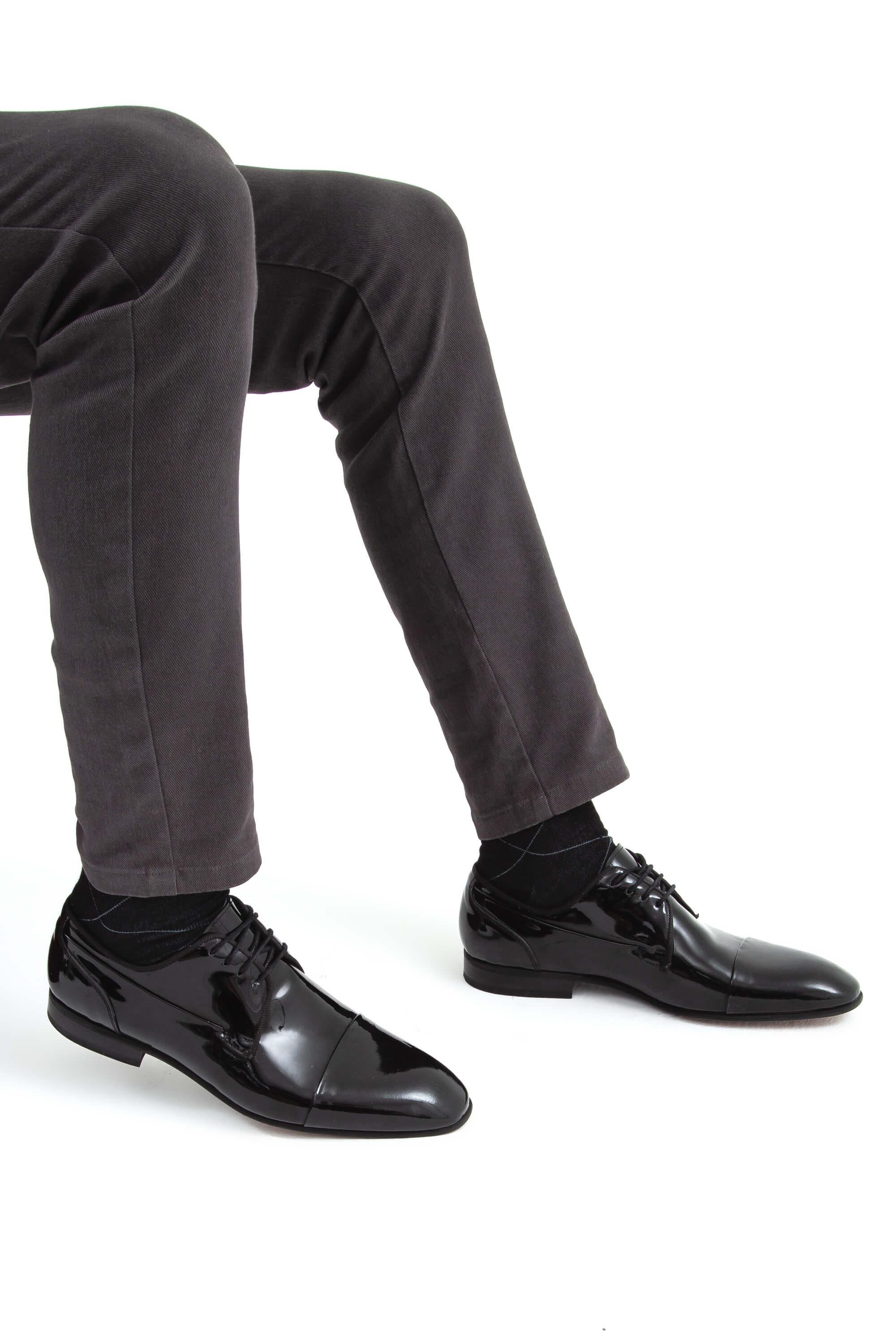 Tamer Tanca Erkek Hakiki Deri Siyah Rugan Klasik Ayakkabı